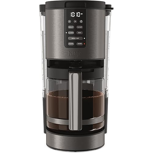 Ninja | Coffee Maker | 14-Cup Glass Carafe | Programmable | Includes Adjustable Warming Plate, Freshness Timer & Removable Water Reservoir | Black Stainless Steel | DCM201BK