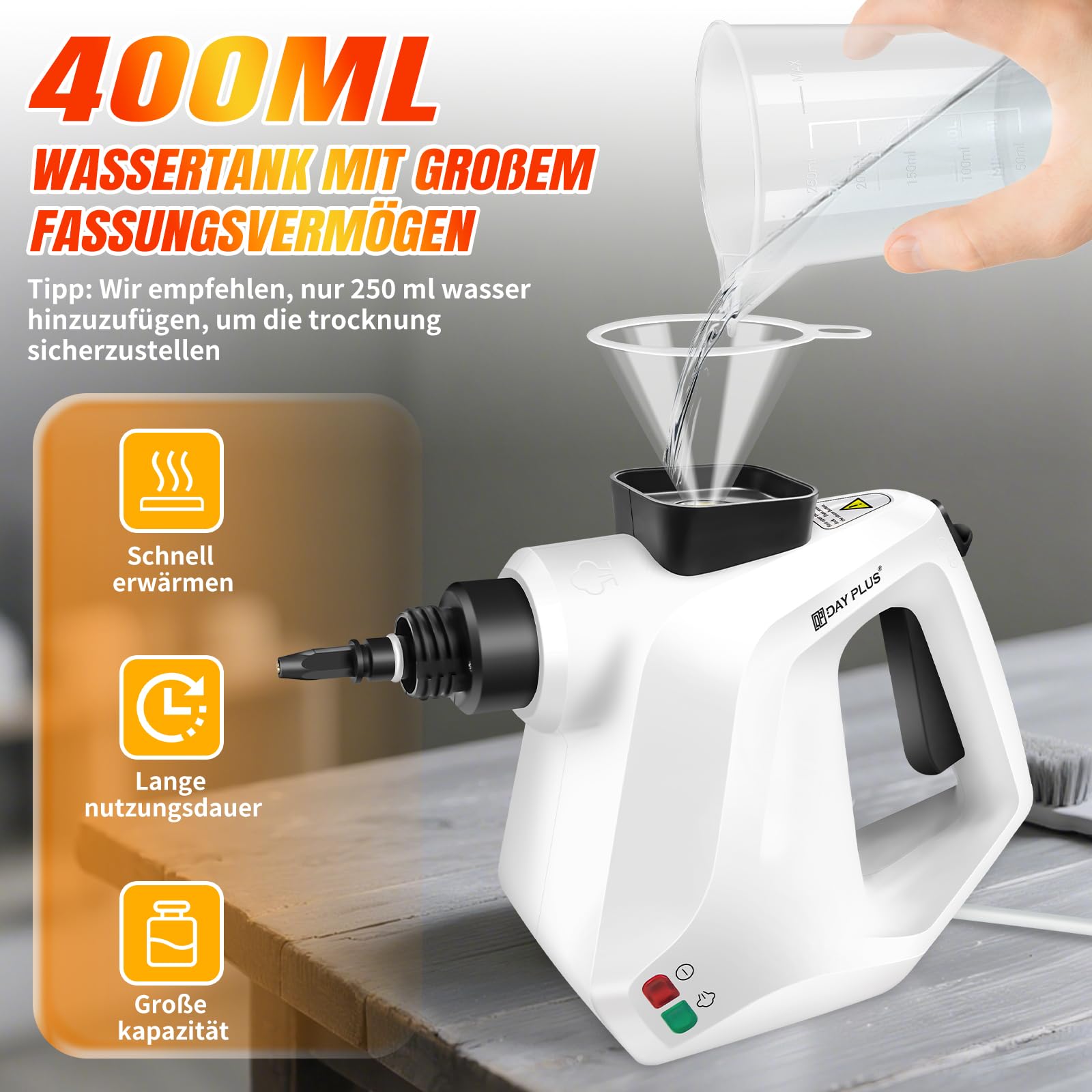 Handdampfreiniger, 1000W Dampfreiniger Handgerät, Chemikalienfreier Dampfreiniger, 110℃ Steam Cleaner zur effizienten Reinigung, Hand Dampfreiniger für die Reinigung von Fenstern, Sofas, Fugen, Auto