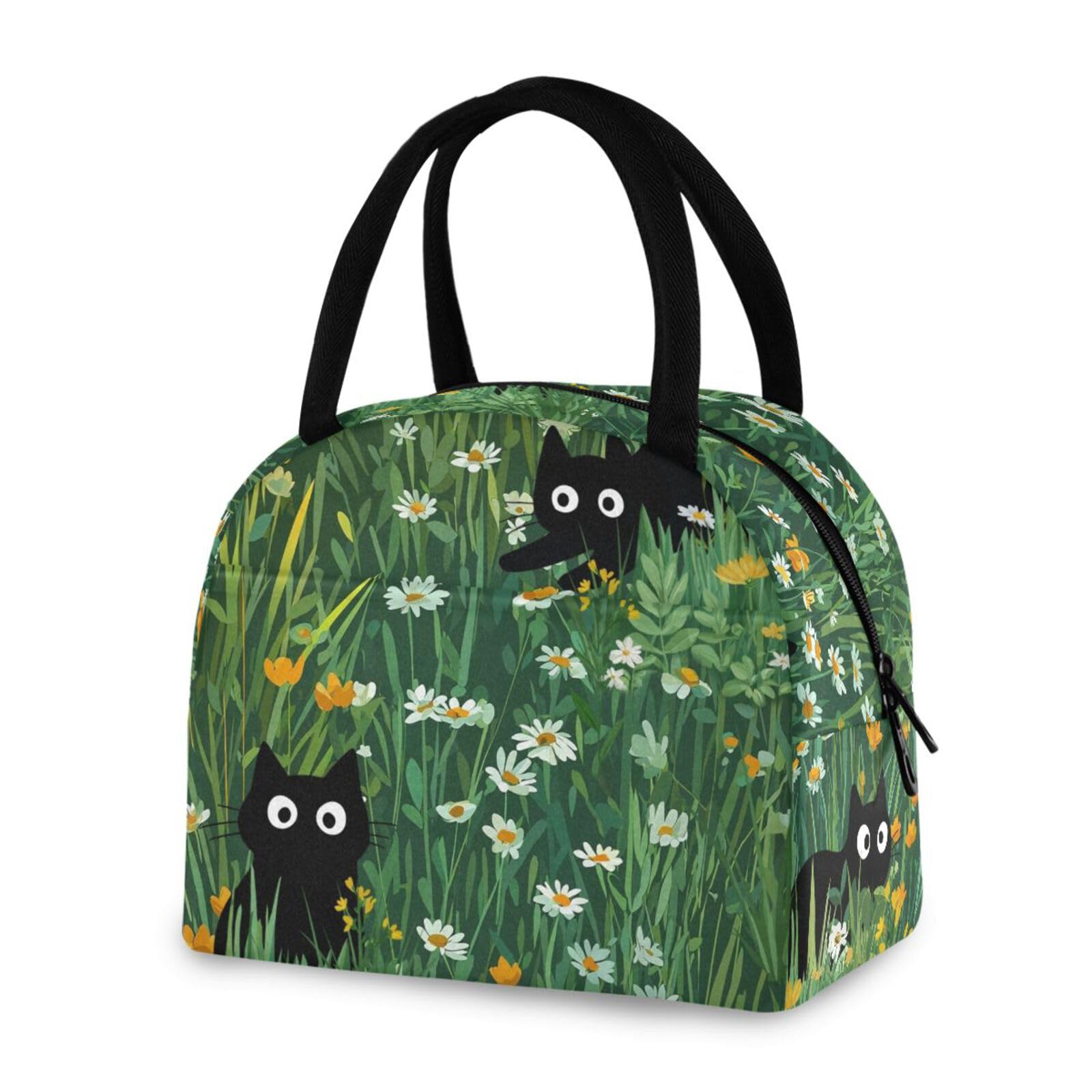 Cute Cat Lunch Bag for Women Men Reusable Insulated Lunch Tote Bag for Office Work School Picnic Hiking