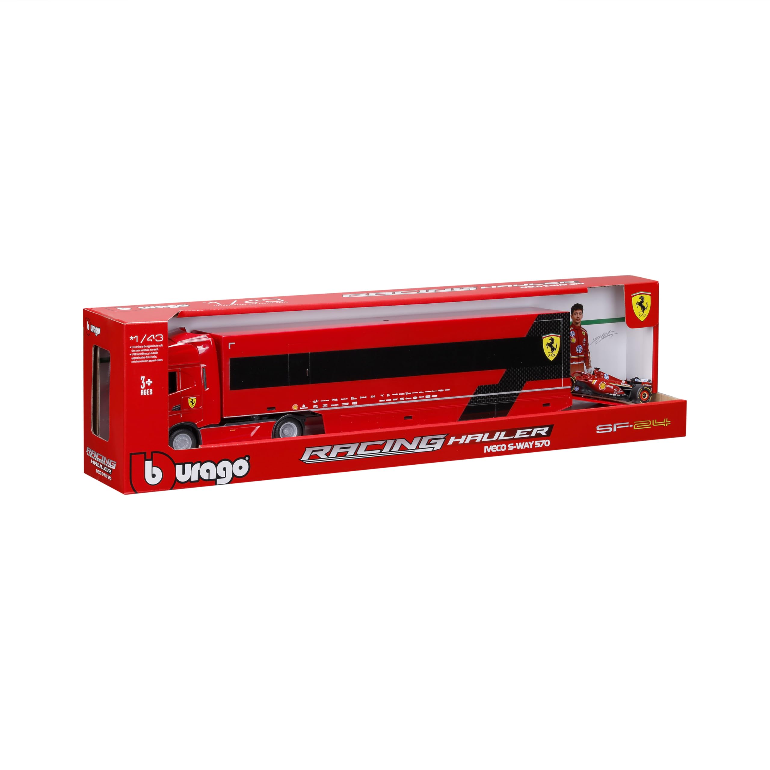 Bburago Iveco S-Way 570 Racing with Ferrari SF-24#16 Leclerc, 1:43