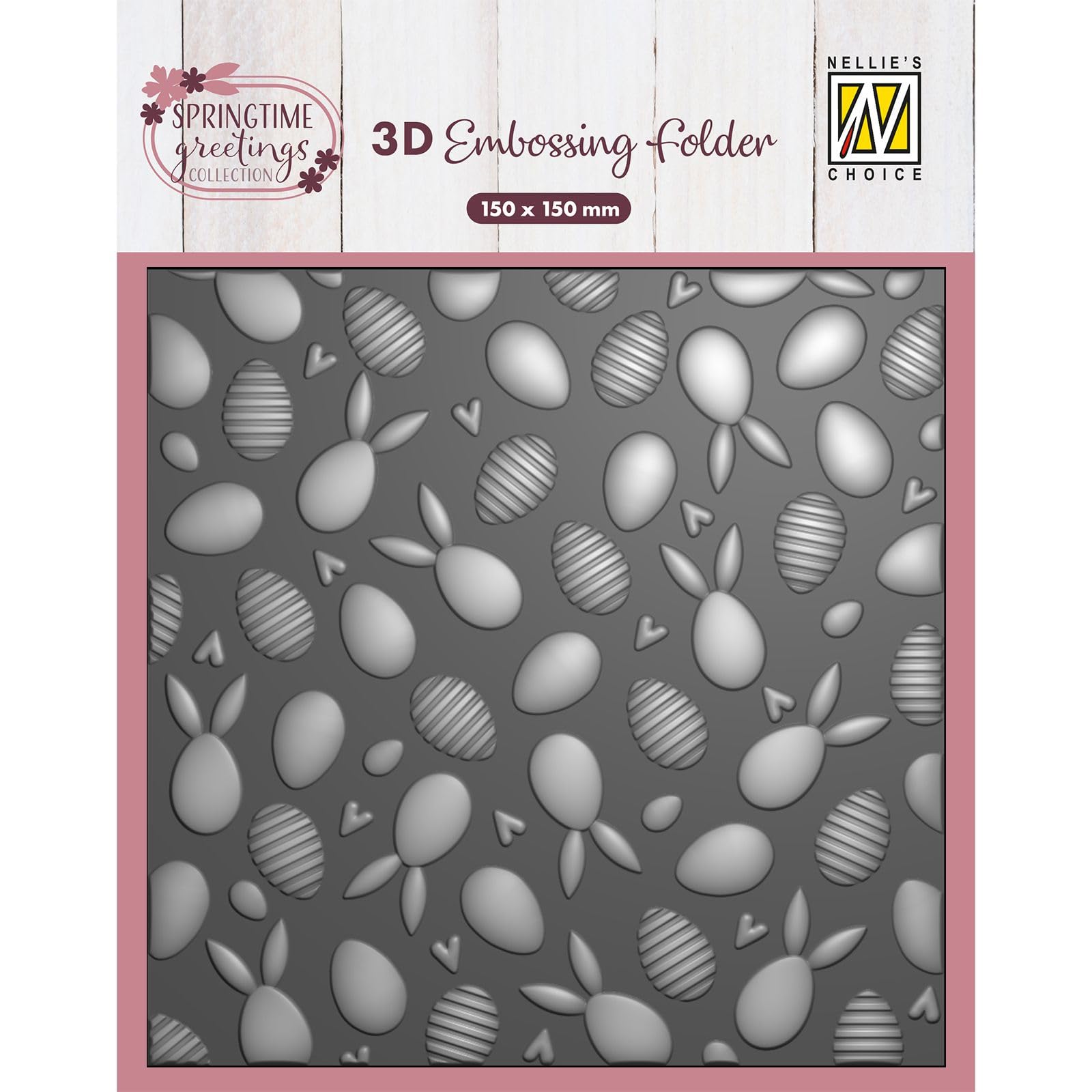 Nellie's Choice 3D Embossing Folder Bunnies and Easter Eggs 5.91 x 5.91 inch / 15 x 15 cm - Background for Card Making Supplies, Scrapbook Accessories, DIY, Journaling, and Craft Supplies