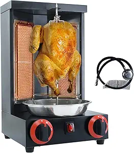 Homemade Shawarma Chicken Grill gyro rotisserie machine Countertop Rotisserie doner kebab machine gas Vertical Rotisserie Propane Turkey Grill Doner Kebab Broiler with 2 Burners