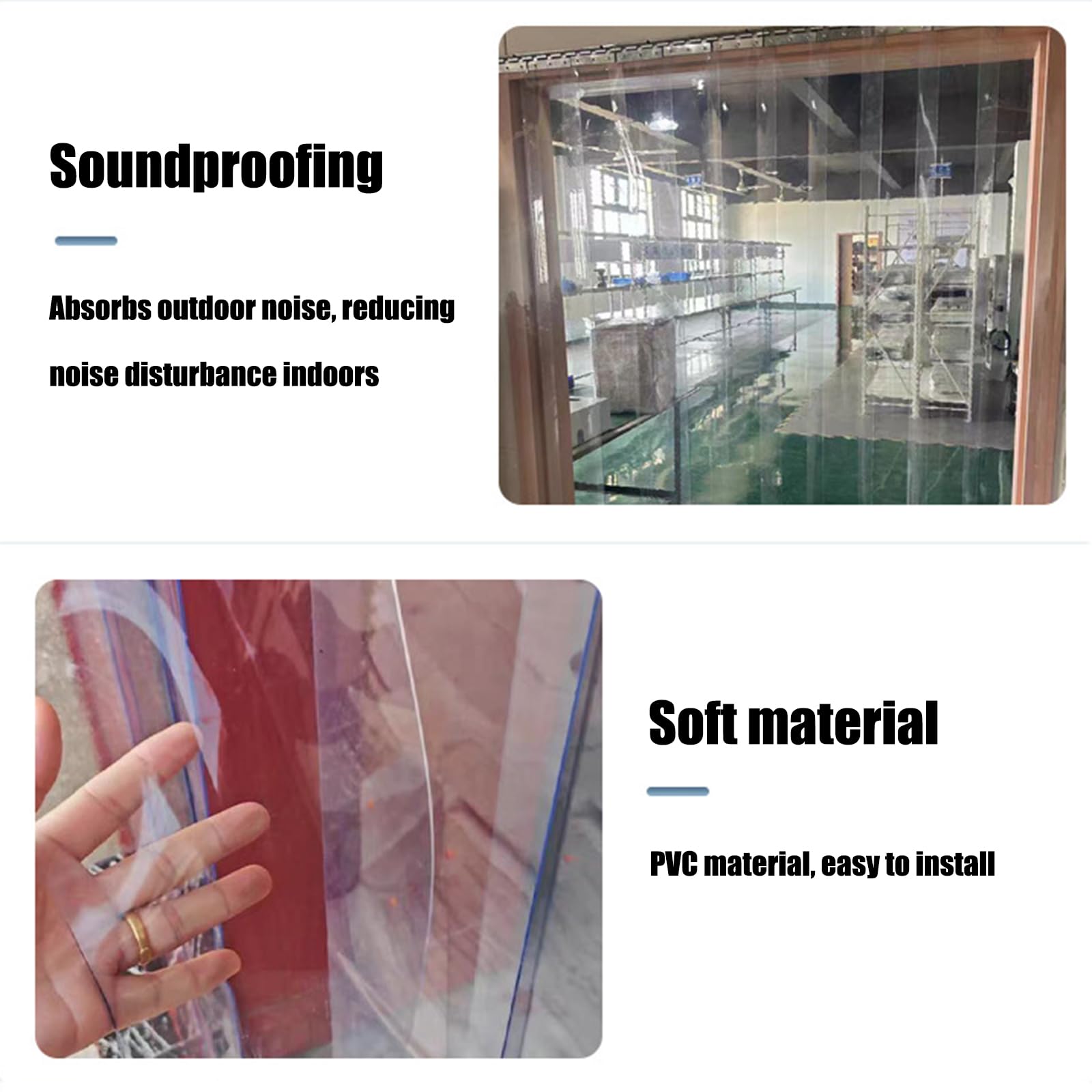 Cortina de PVC transparente para puertas frigoríficas y divisorias de 200-300 cm (210 cm, 250 cm)