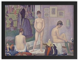 Models Poseuses by Georges Seurat Framed Wall Art Print Classic Pointillism Artwork Home Decor - 12x16 inches