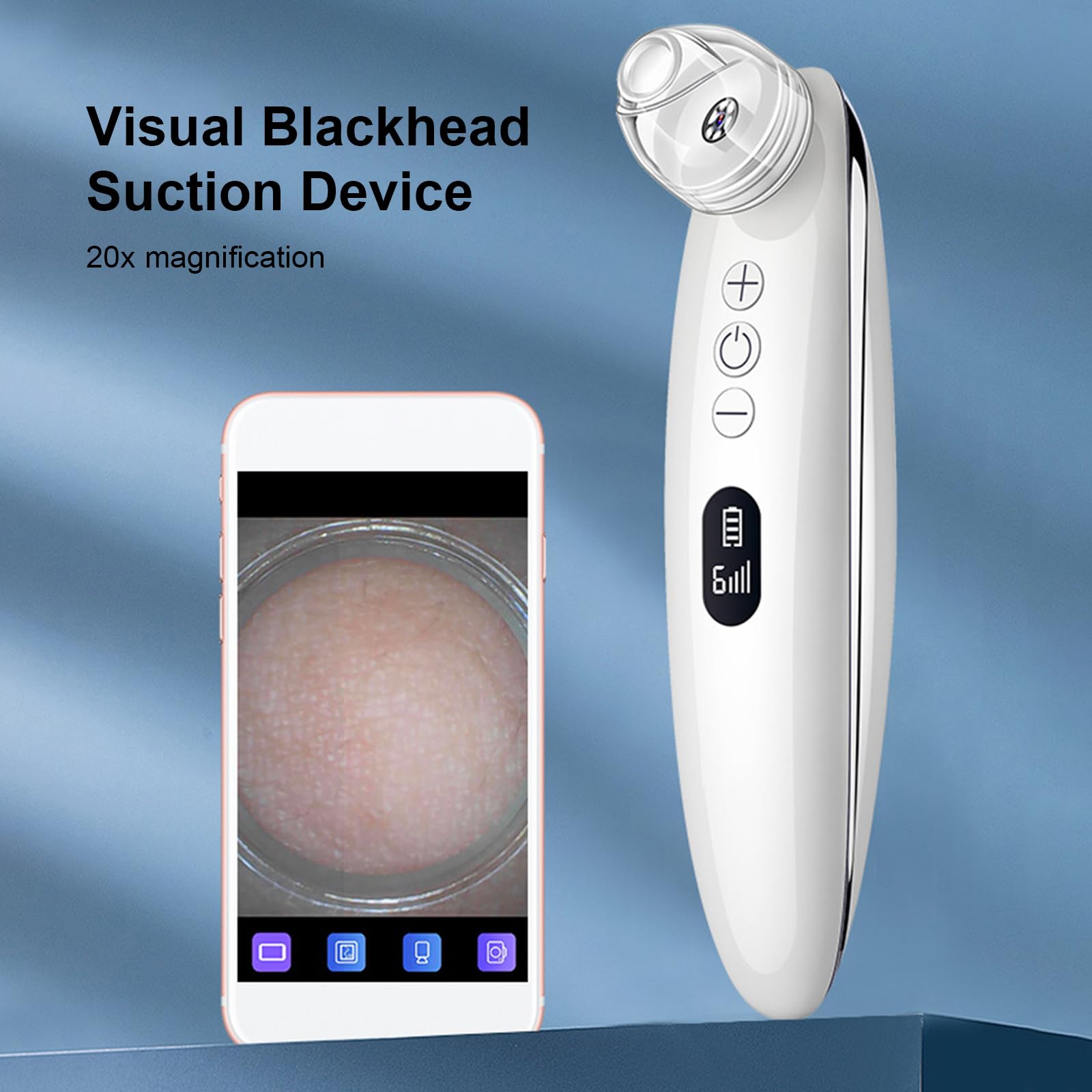 Misuratore elettrico per rimuovere punti neri e acne, 200 W, pixel, regolazione a 6 velocità, pulizia profonda del viso con 4 testine di aspirazione