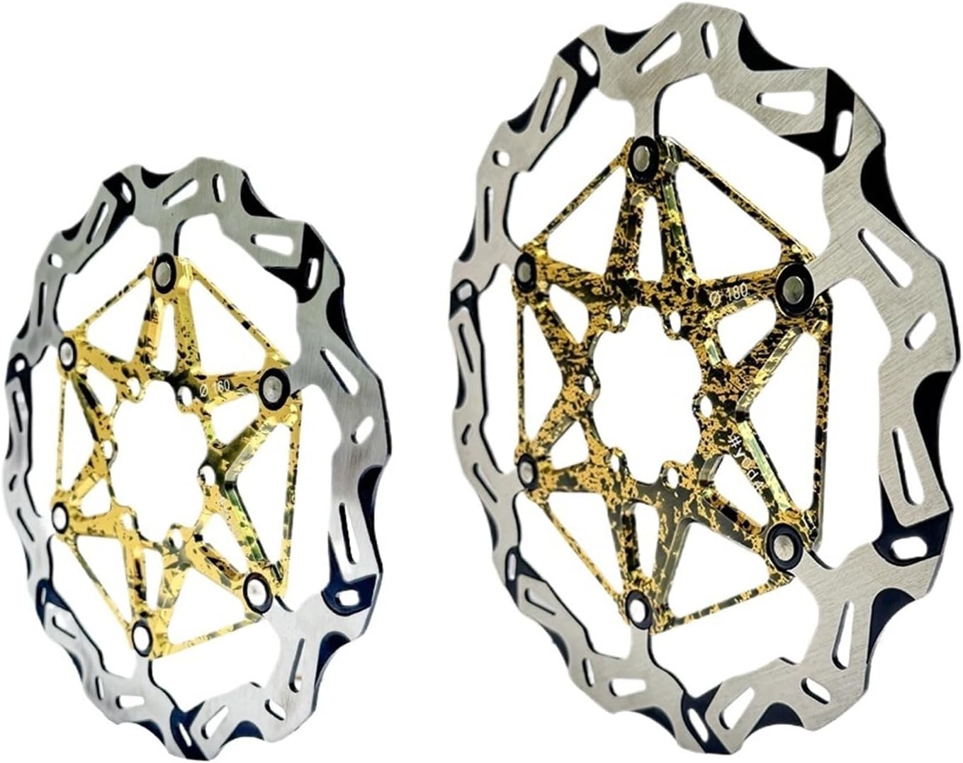 Compatible for YOD4 6-Hole & Center Lock Bicycle Brake Rotor 160mm 180mm 203mm 1.95mm MTB Road Bike(160mm 180mm mixed)