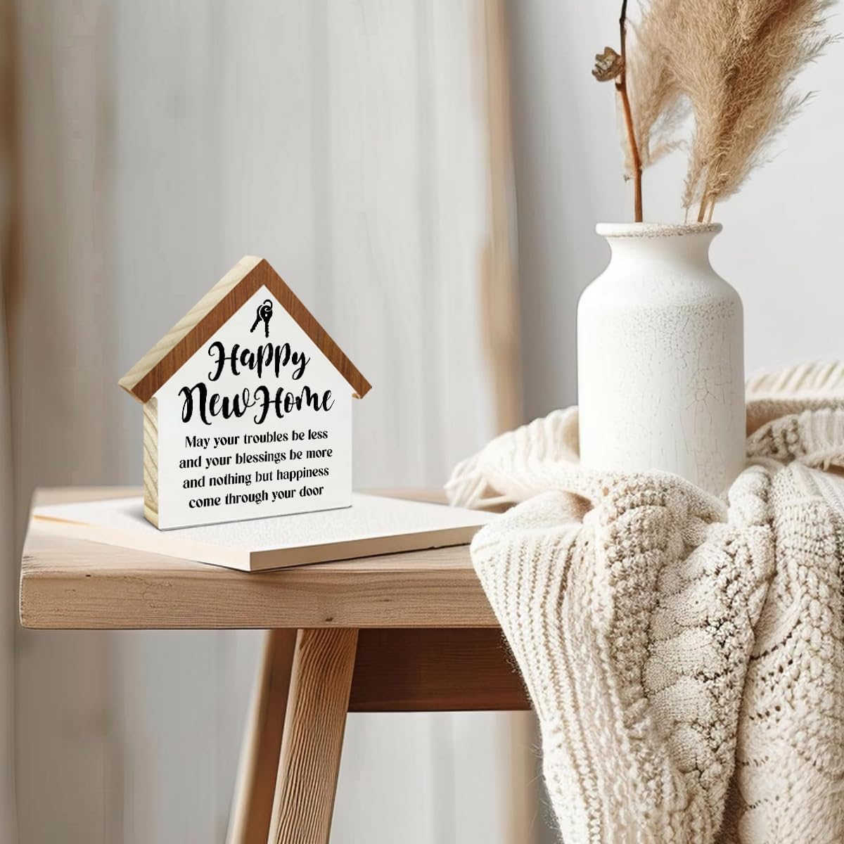 Home Sweet Home Sign New House Decor Housewarming Gift Ideas Housewarming Gifts House Shaped Wooden Block Sign for Farmhouse Office Living Room image 5