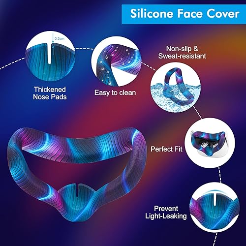 Miniatura 4 de Relohas Accessories for Oculus Quest 2, VR Accessory Set for Meta Quest 2, Include Controller Grip Leather Cover, VR Shell Cover, Face Cover, Lens