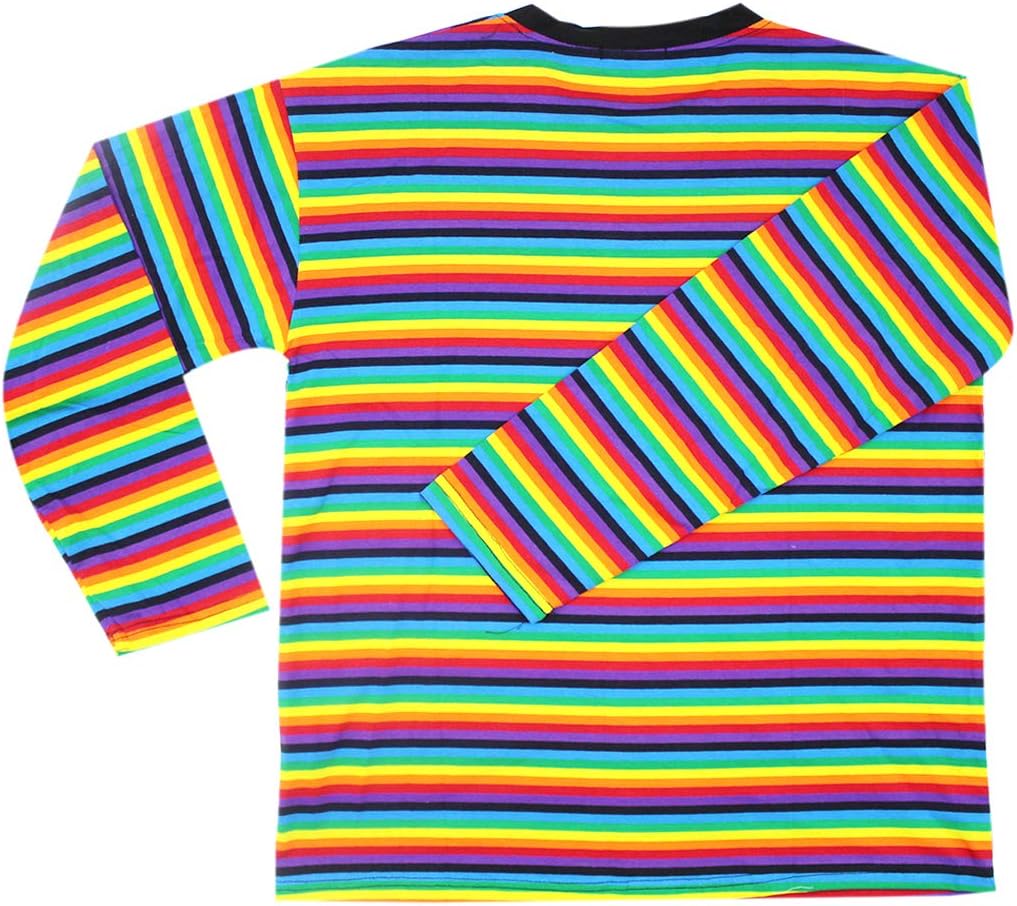 Women Girls Rainbow Striped T Shirt Oversized Long Sleeve Pullover Sweatshirt Tops for Causal Street Wear Festivals - Image 6