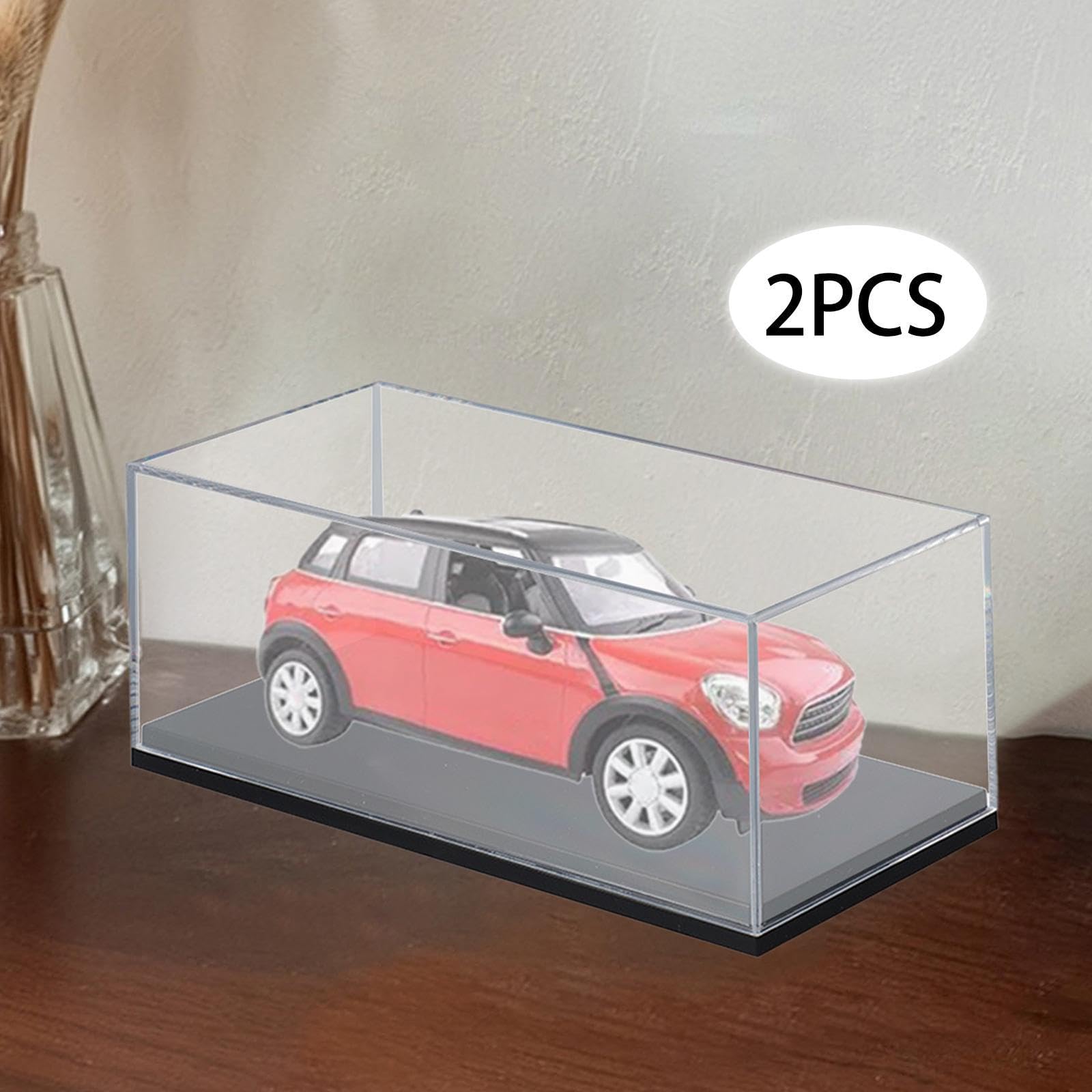 Pack De 2 Vitrinas Acrílicas Para Coches A Escala 1:64 – Exhibidor Antipolvo Con Tapa Transparente, Apilable