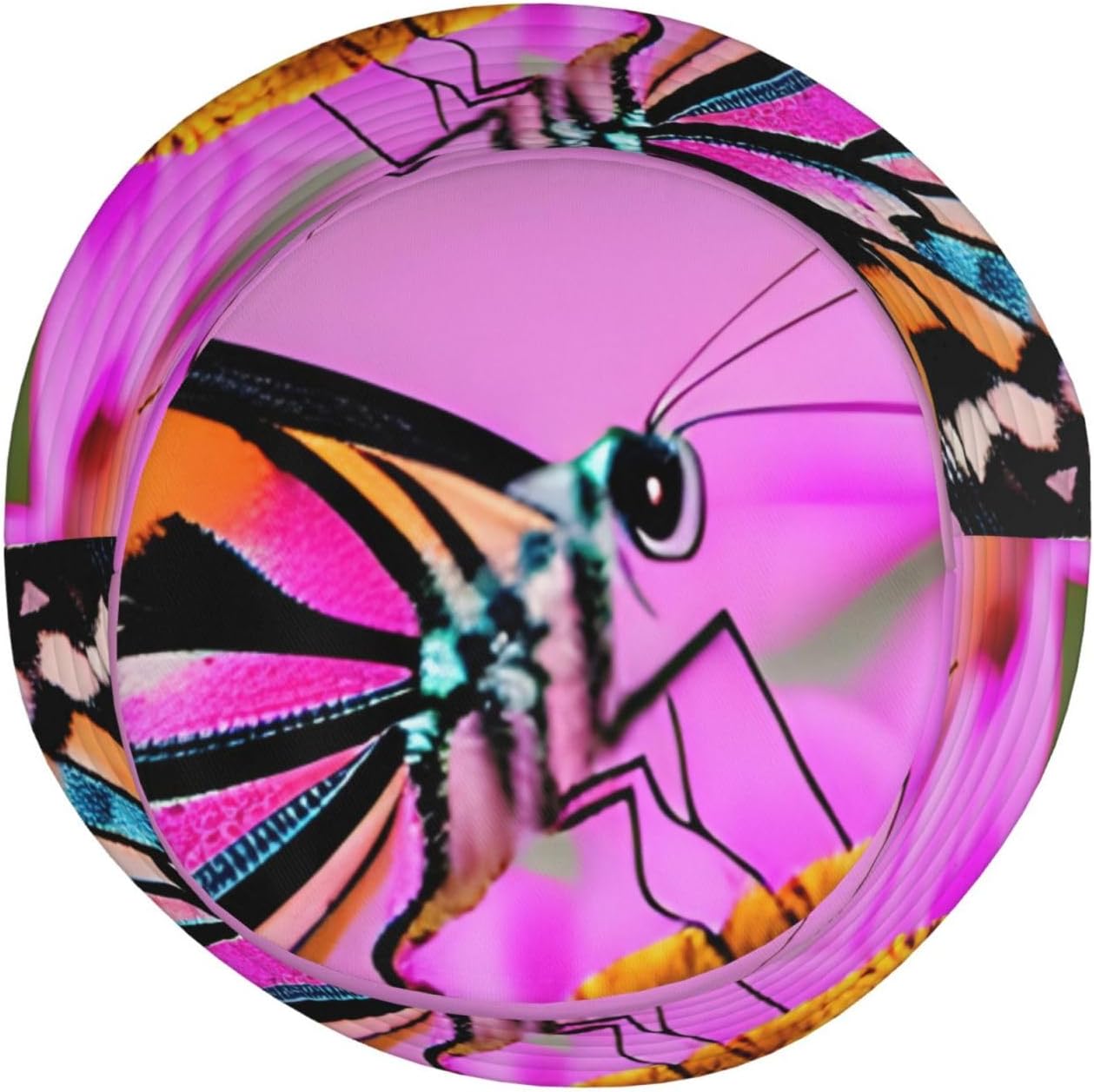 Floral with Butterfly Print Sun Hat Outdoor Fisherman Cap Summer Bucket Hat Beach for Men Women Black