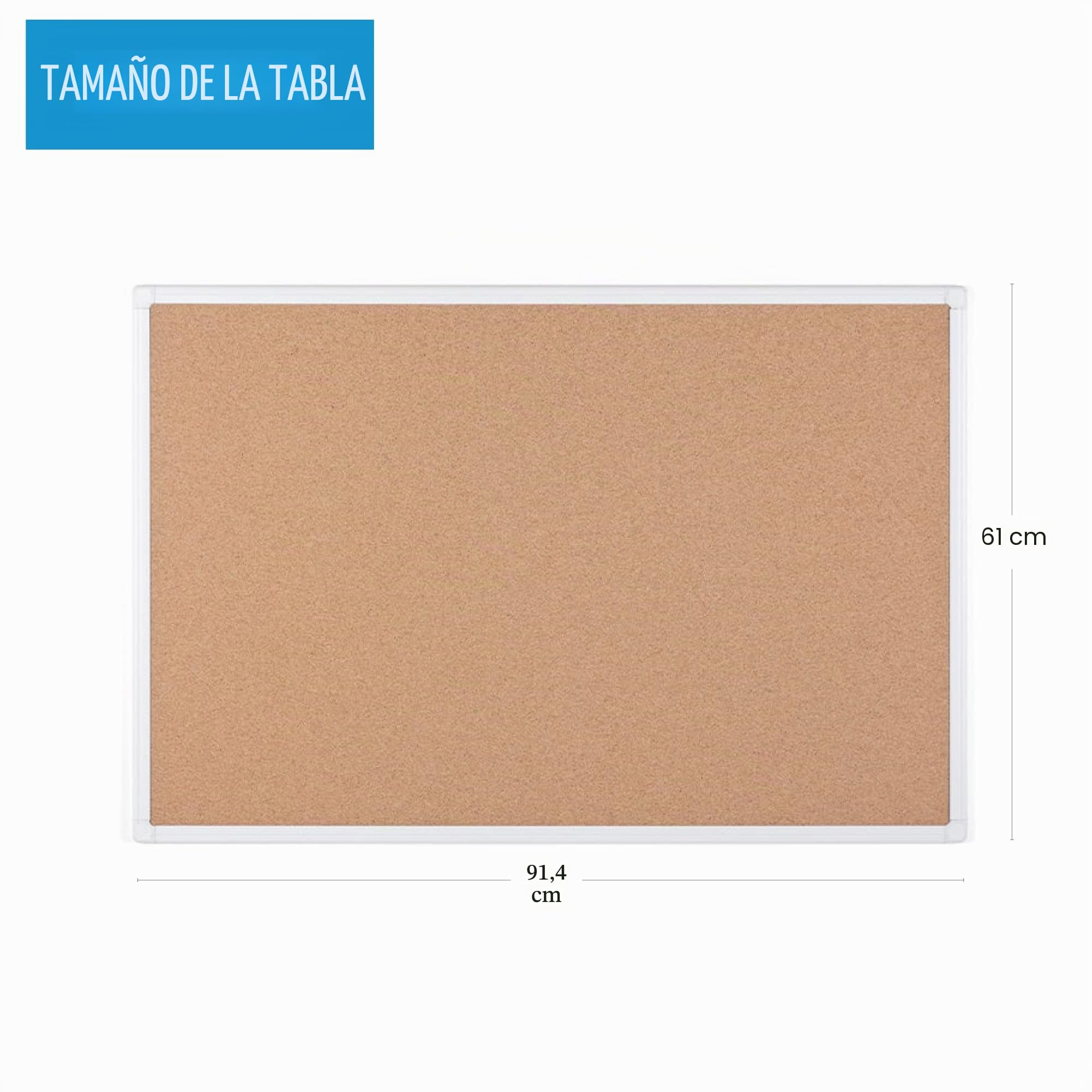 Bi-Office - Tablero de corcho con protección antimicrobiana, marco de aluminio anodizado blanco, 60 x 45 cm