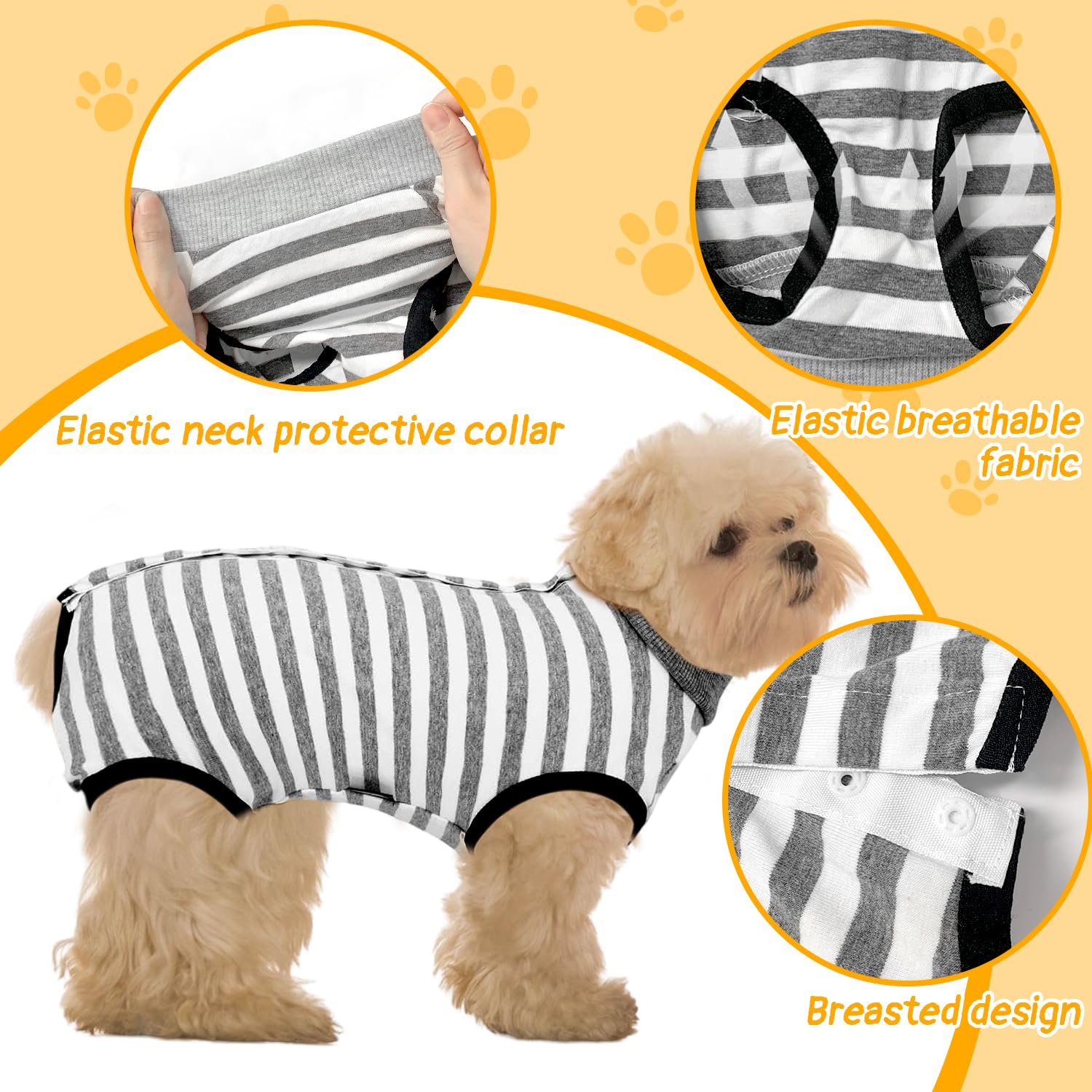 Bodysuit After Surgery Soft Recovery Suit Leak Protection Protective Suit (1Pc-M), Dog Bodysuit*1 M - Image 4