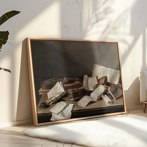 Miniatura 4 de Poster Master Póster vintage de naturaleza muerta con libros y un violín, impresión de libro retro, arte de violín, arte de lectura, arte musical,