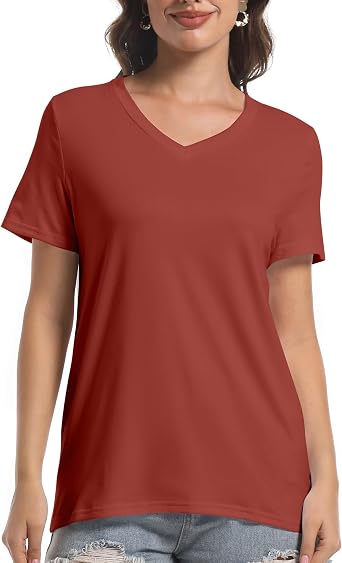 Womens T Shirts V Neck Casual Short Sleeve Summer Basic Tops Tees