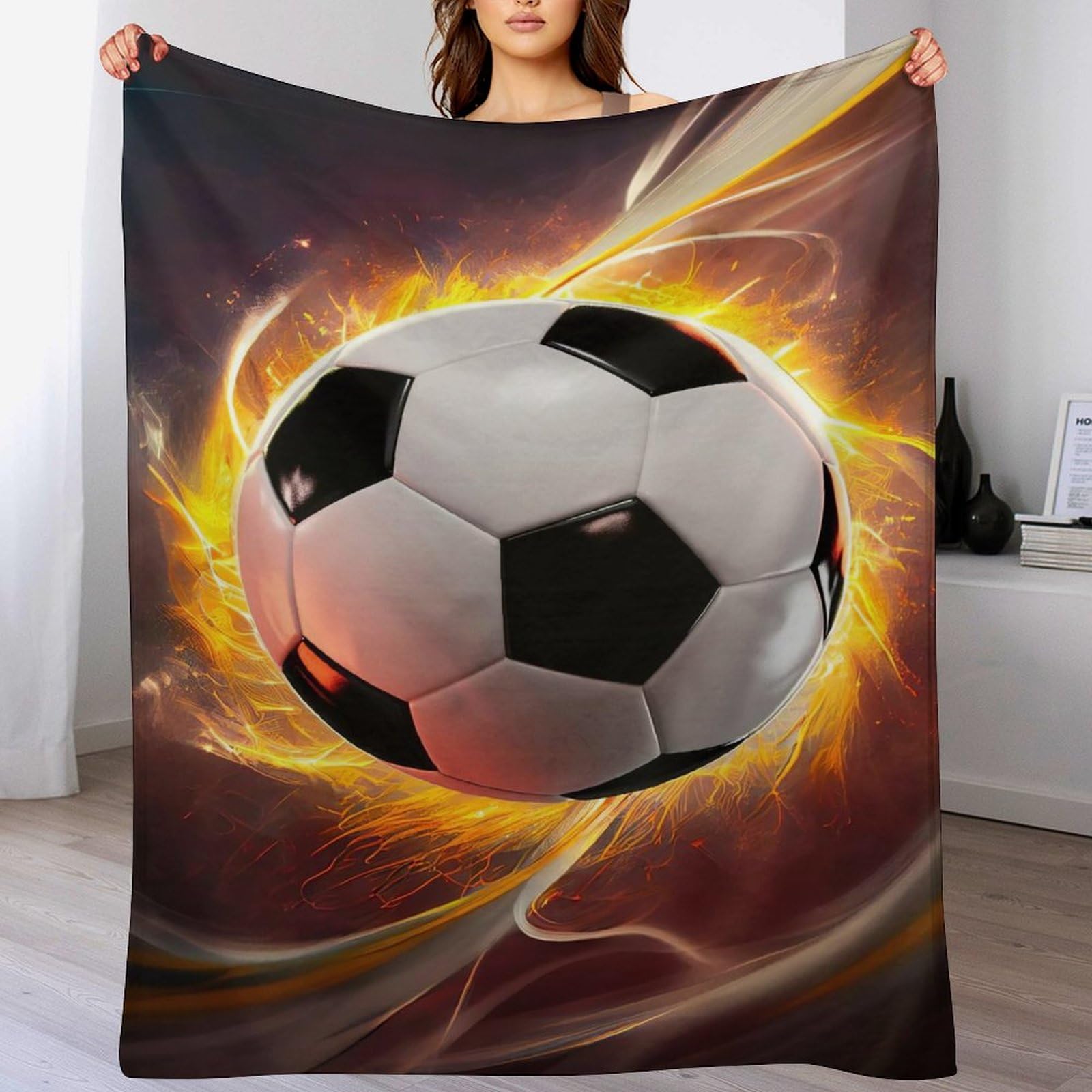 Couverture en football 3D polaire plaid lit sport canapé 150x200