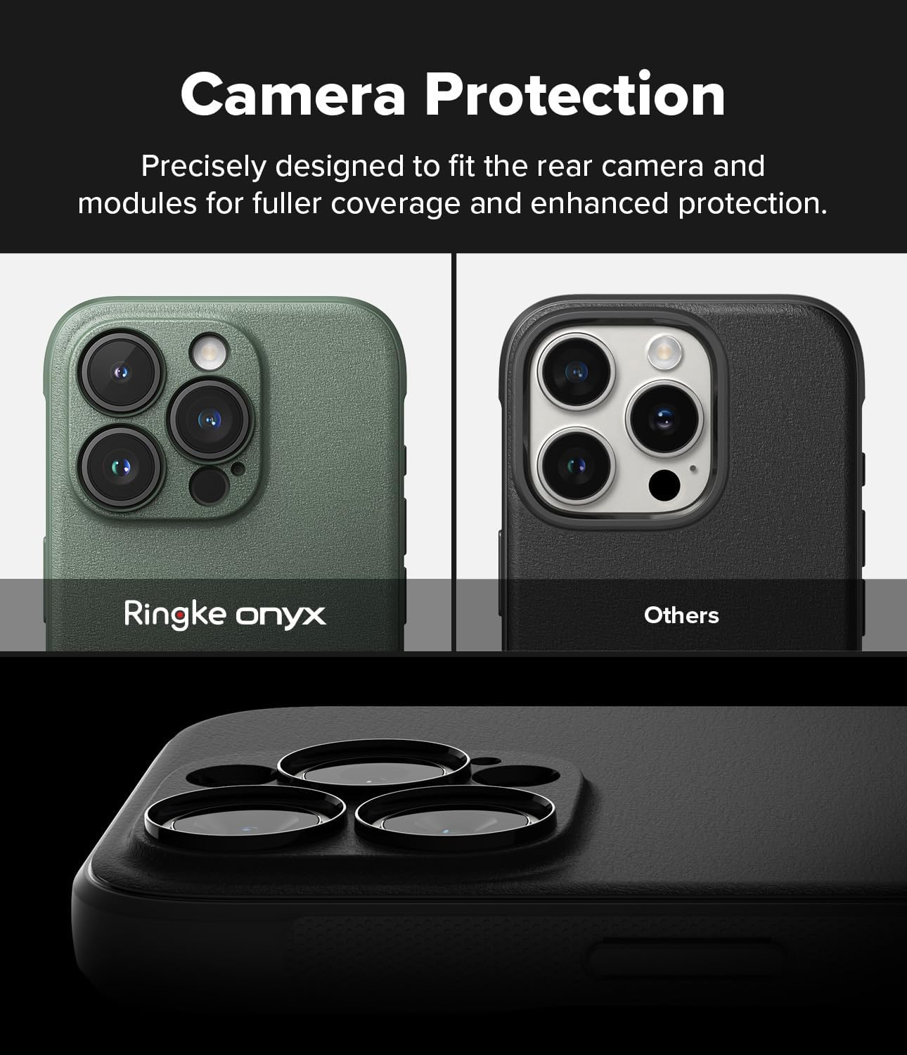 Ringke Onyx for iPhone 15 Pro Max Case, [Feels Good in The Hand] Oil & Dirt Resistant, Individual Lens Covers for Cameras, Non-Slip Enhanced Grip Lightweight Cover - Dark Green - Image 3