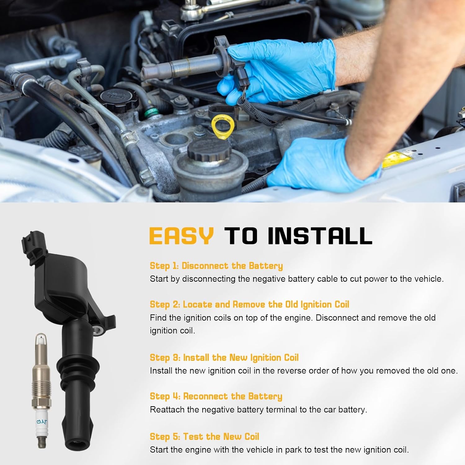 Set of 8 Ignition Coil Pack DG511 and Spark Plugs SP515 SP546 Compatible with Ford Expedition F150 F250 Super Duty Lincoln 3L3E12A366CA C1541 FD508 UF537