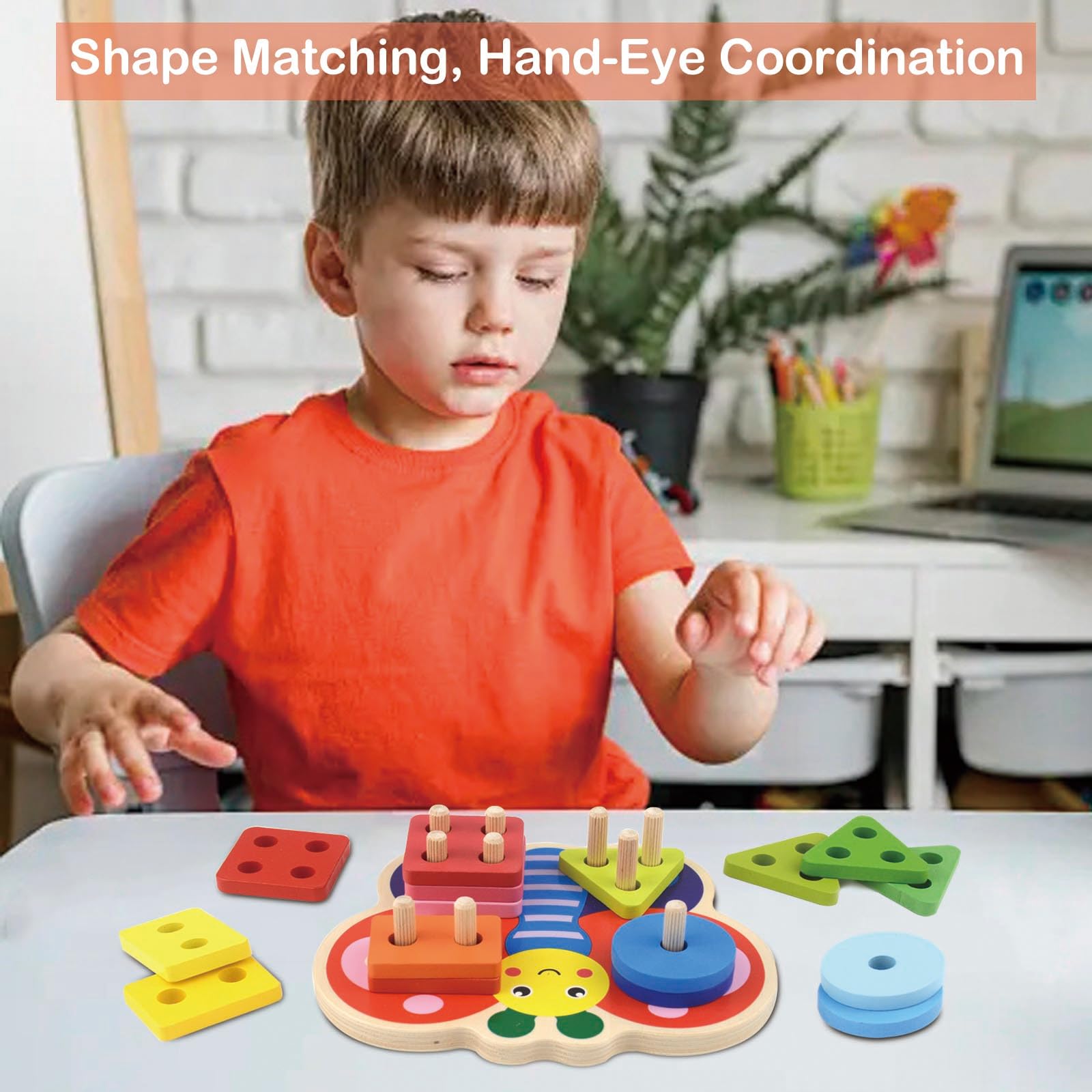 Dr. MUYA® Montessori Toy for 1 2 3 Years, Wooden Toys, Shape Sorter for 1 Year Old, Stacking Toys, Toddler Toys - Image 4