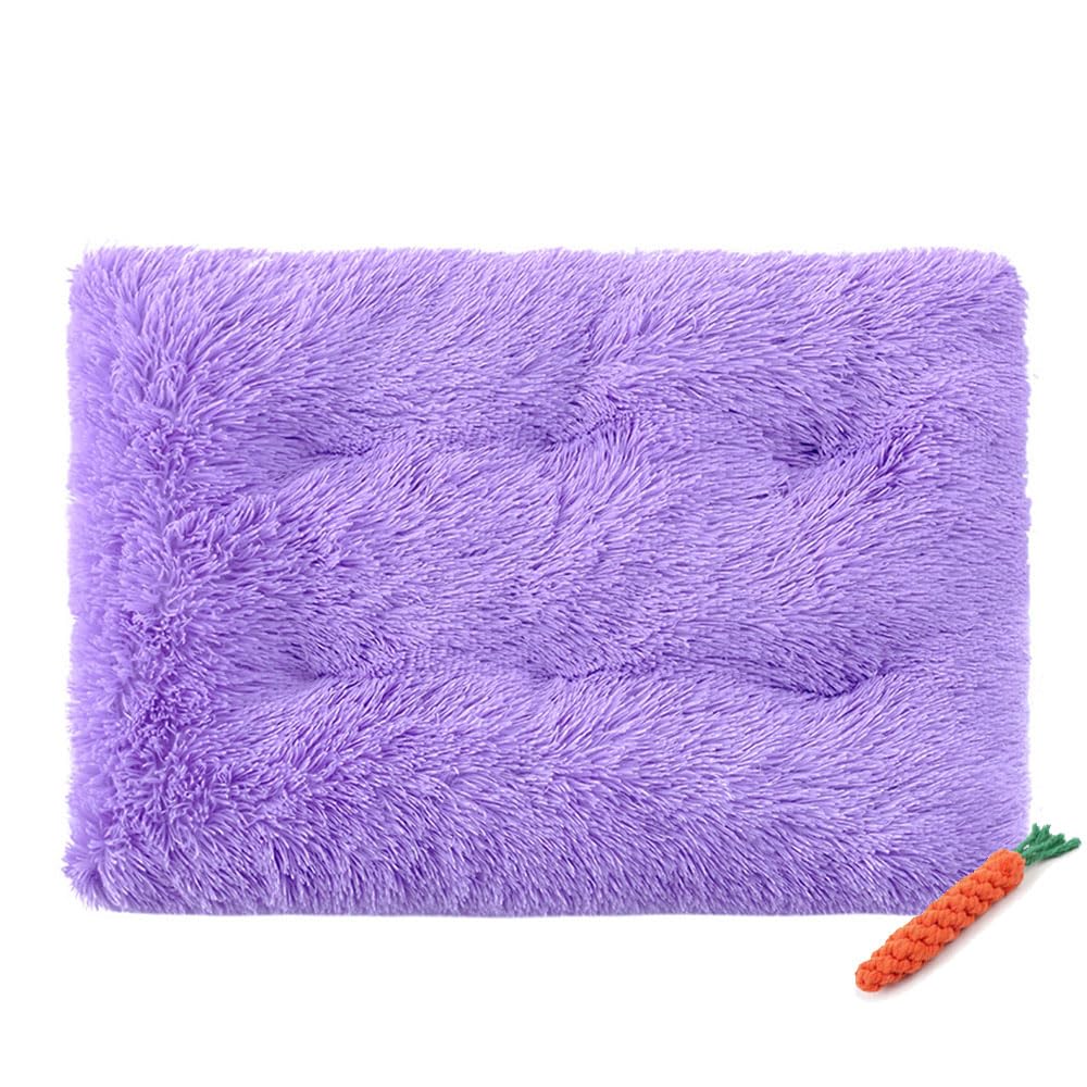 FANSU Dog Bed Mat Cats Beds Pad, Soft Warm Self Heating Pet Pad Plush Blanket for Puppy Kitten Washable Reversible for Indoor Outdoor Car Boot (M-65X50CM,Purple)
