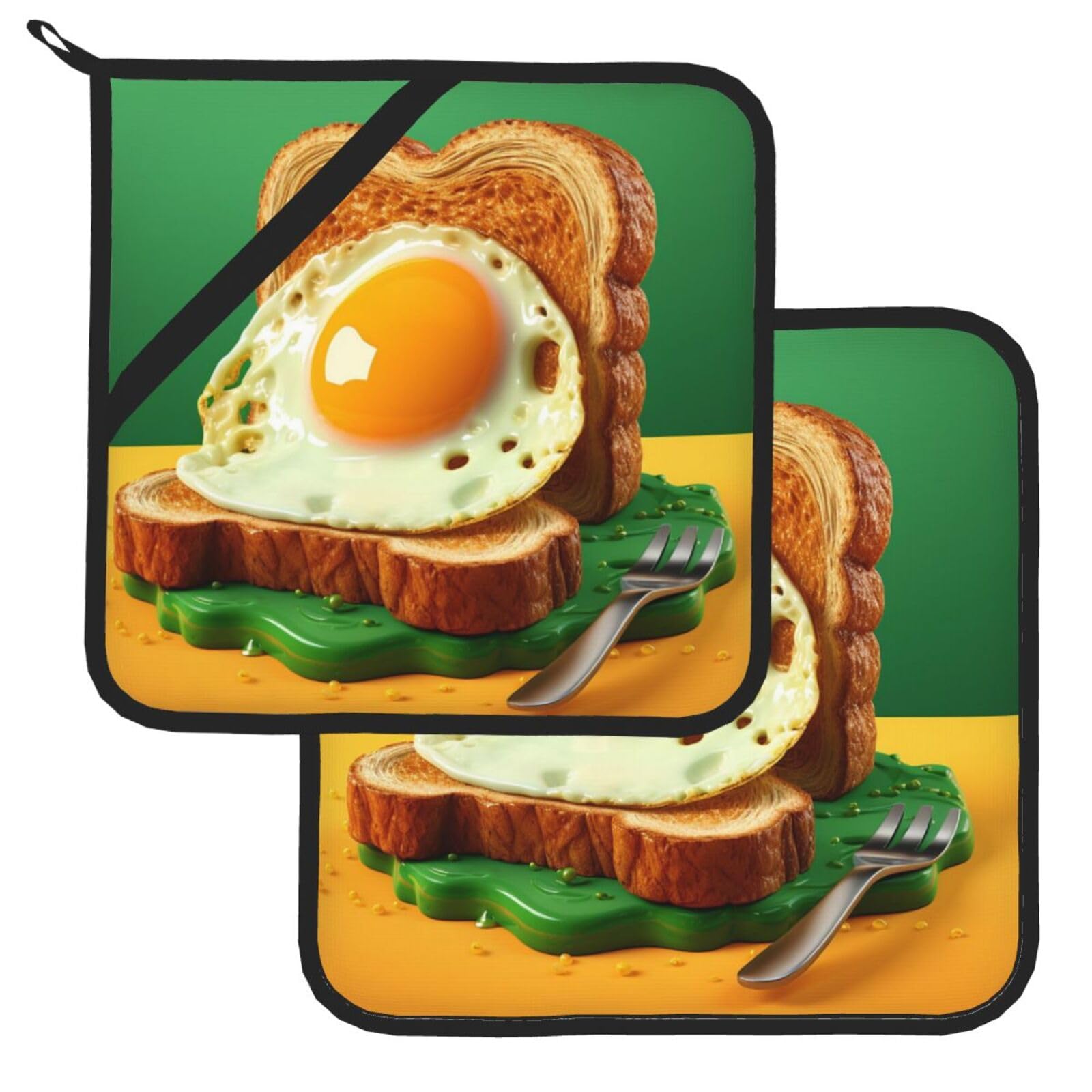 Pot Holder Set of 2 Heat Resistant Potholders Toast Fork Pot Holders Non Slip Kitchen Trivets Cooking Hot Potholder Washable Oven Mitts Oven Hot Pads for Kitchen Baking BBQ