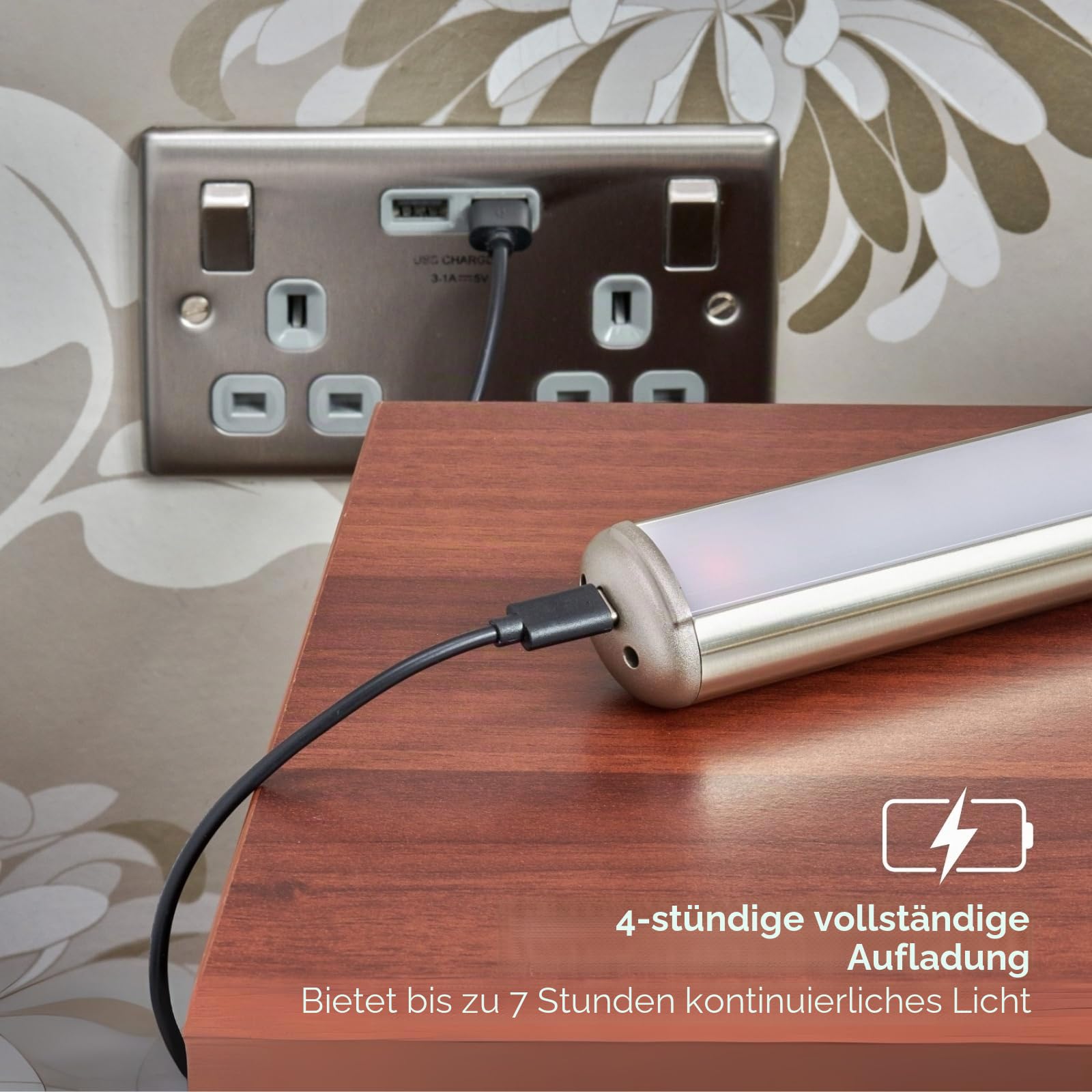 Auraglow Wiederaufladbare Smart Sensor Bilderleuchte - Wandleuchte, PIR-Bewegungssensor, 3000K Warmweiß - Dimmbar - Batteriebetrieben - Magnetisch (Schwarz, 1 Pack)