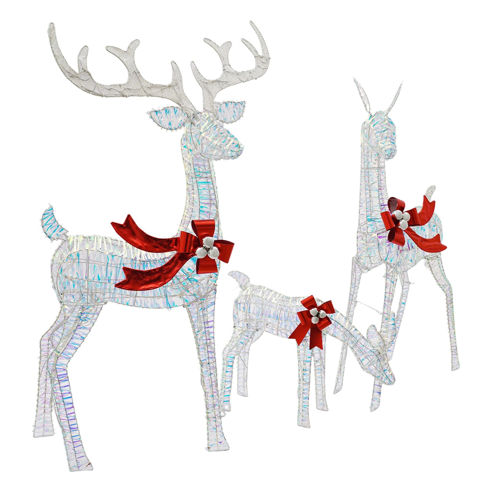 56” Light-Up Reindeer Christmas Decoration with 120 LED Warm White Lights, Weather-Resistant Outdoor Yard Decor with Long Extension Cord & Secure Stakes (1)
