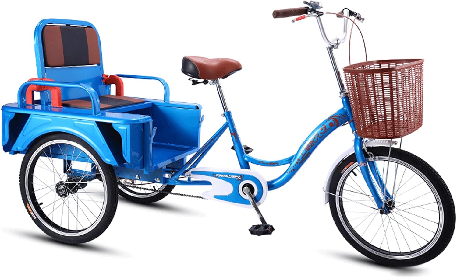 Three Wheel Bike Adjustable Backrest Seat Adult Tricycle Cargo Basket Three Wheel Bike 20inch Trike Bike Bicycle for Seniors Women Men Trikes Recreation Picnic