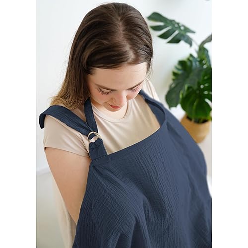 Miniatura 2 de Fundas de lactancia de muselina para lactancia materna, cubierta de privacidad para lactancia materna con cuello de arco para mamá y bebé,