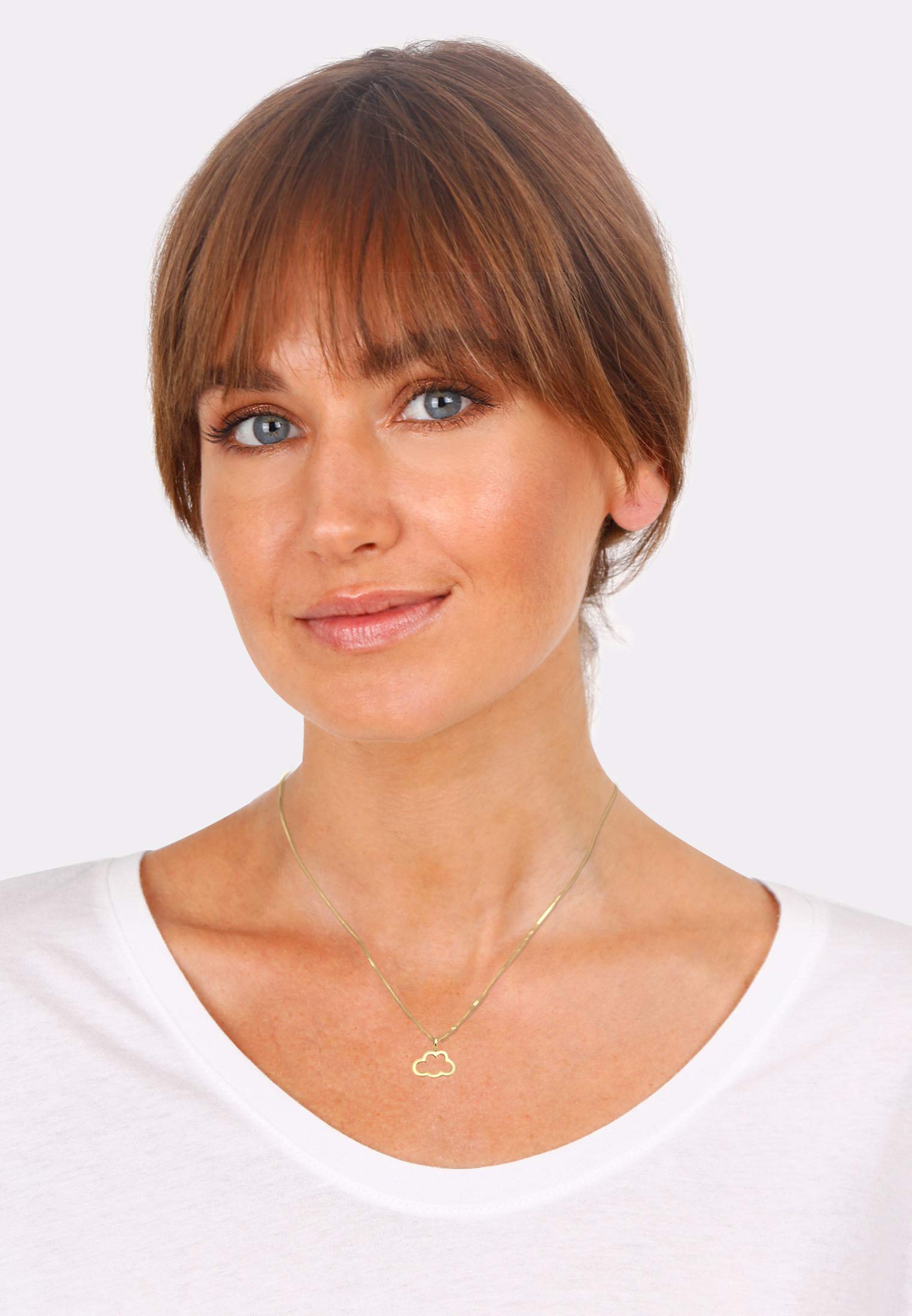 Elli Collana da donna in argento 925, con motivo nuvoloso, placcata oro, lunghezza 45 cm