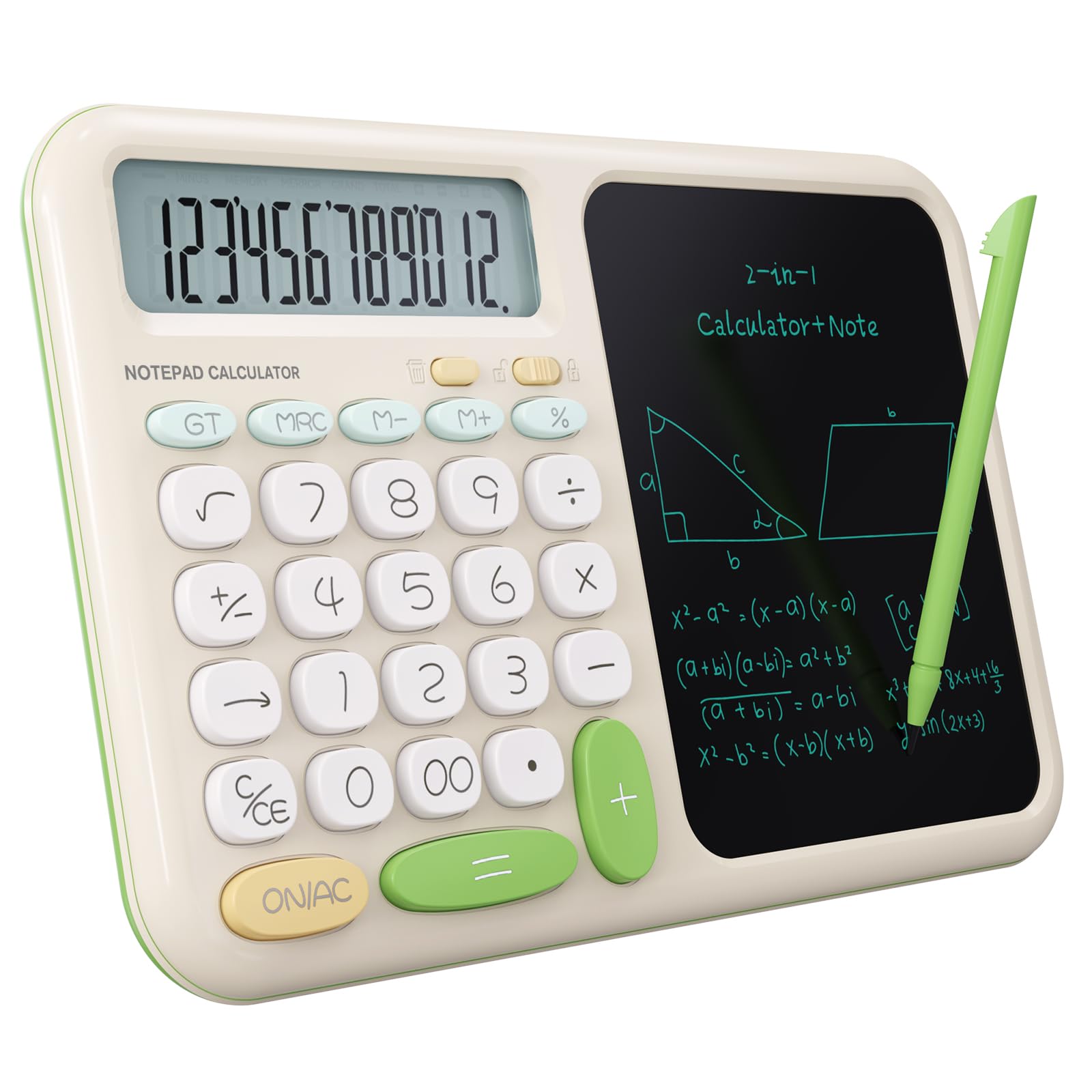 Desk Basic Calculator with Notepad for School Cute Simple Big Button Standard Kawaii Calculator for Desk Back to School Supplies Non Scientific Calculator Green Basic Calculators for Students