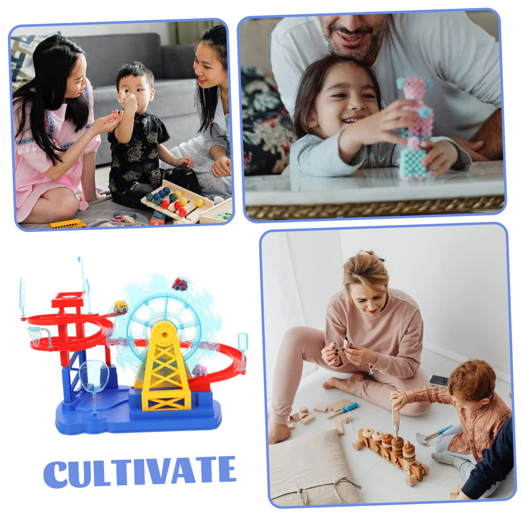 Toyvian Giocattolo del Treno Elettrico Percorso per Macchinine in Plastica Blu, Design Sicuro ed Elettrico per Bambini a Compleanno o Capodanno