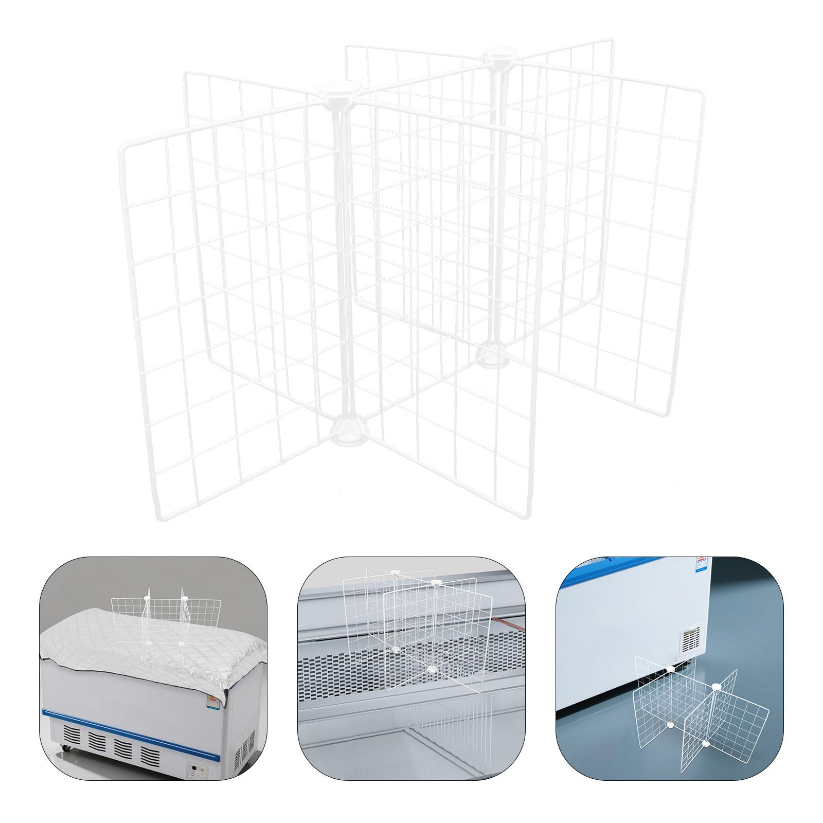 Luxshiny Organizador de Divisores para Congelador de Hierro Blanco Estructura Fina de 6 Rejillas, Resistente y Fácil Mantenimiento para Alimentos y Despensa
