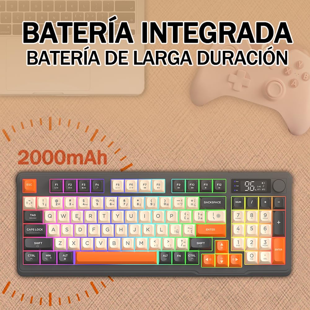 Free wolf M96 Teclado Inalambrico Español, Bluetooth y 2.4GHz 2