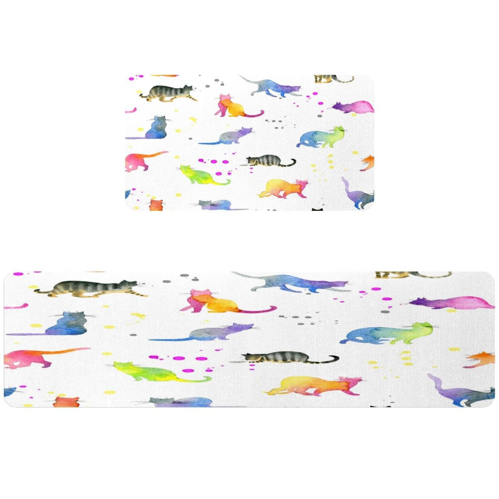Tapis de cuisine chats colorés coquins pour égayer la buanderie et les couloirs