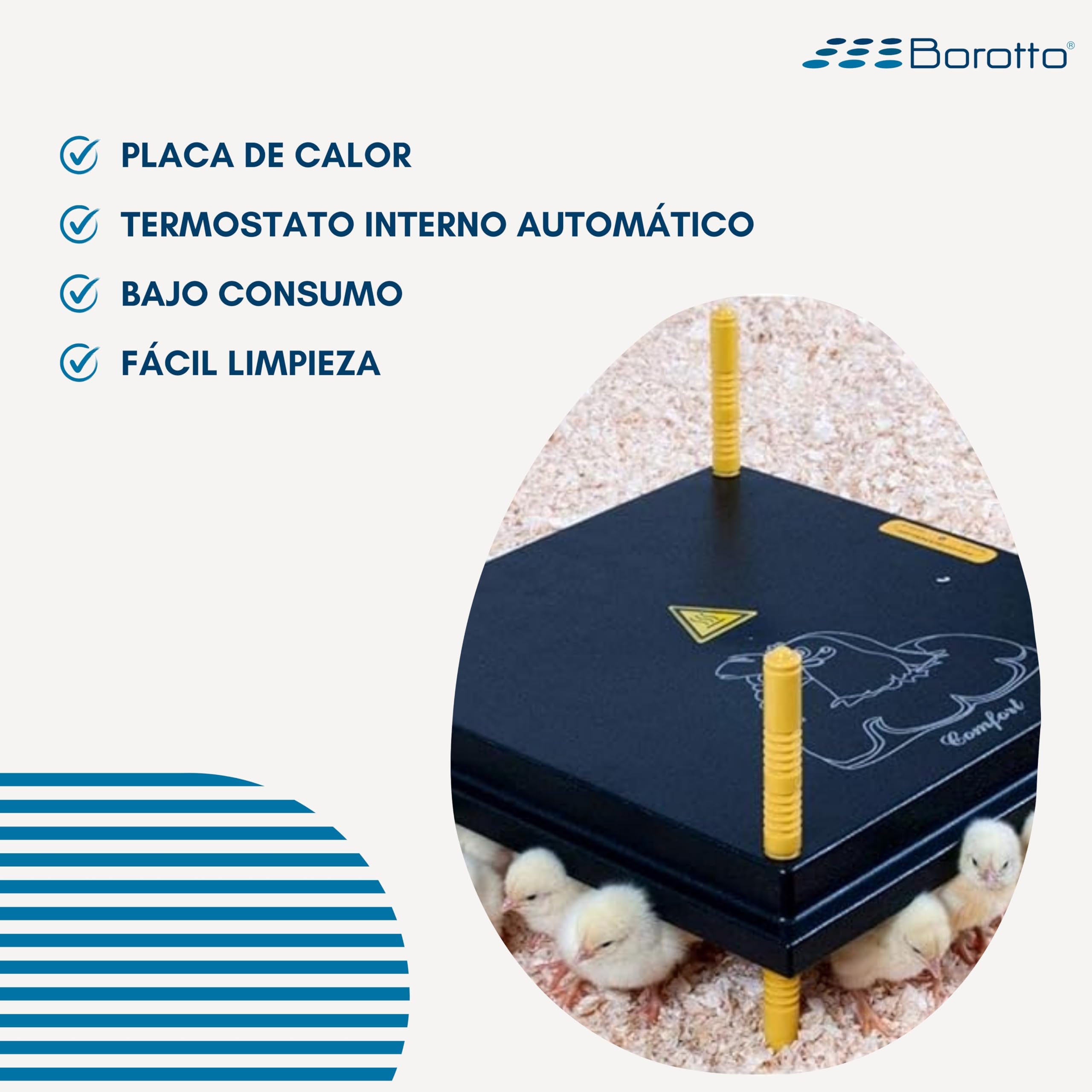 Borotto Criadora de Pollitos - Placa de Calor - Altura Ajustable - Bajo Consumo (40/45 pulg.)