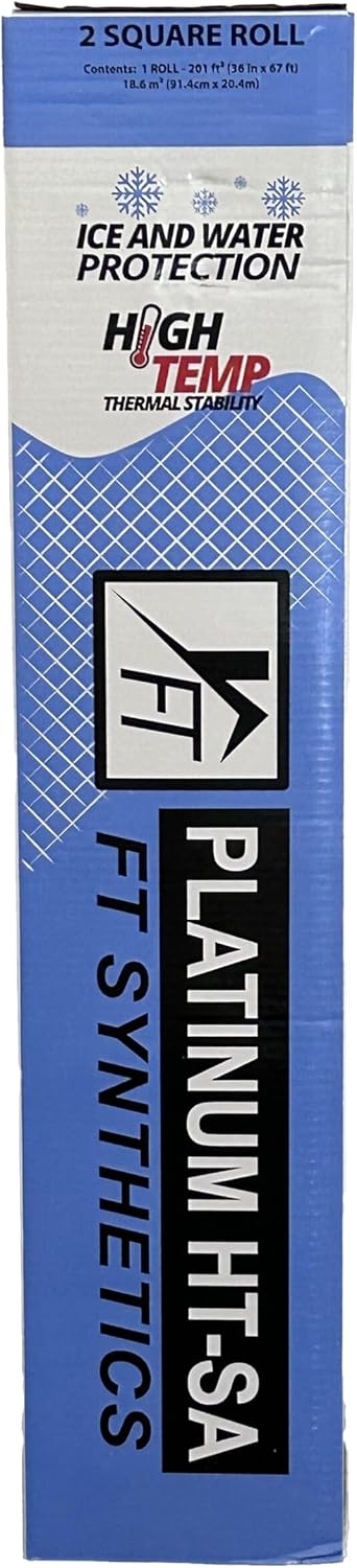 Platinum HT-SA Ice & Water Roofing Underlayment, 41 mil, 36" x 67', High-Temp, Self-Adhering, Nail Sealable, UV Resistant, ASTM/CSA Certified, Lifetime Warranty