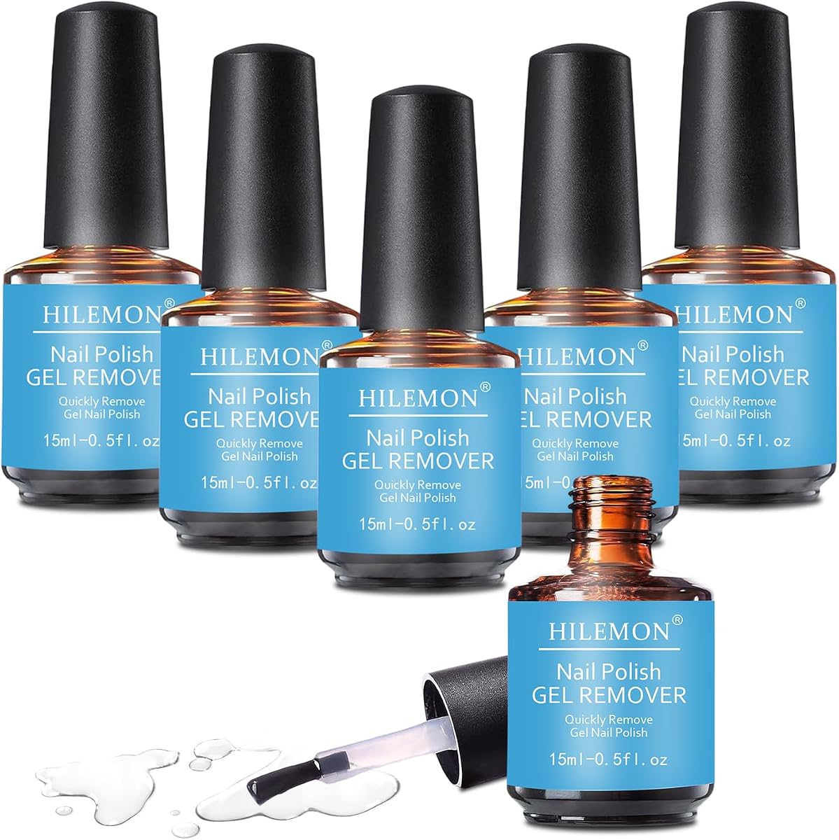 Quick Gel Nail Polish Remover, Easy Remove Gel Polish in 3 Minutes, No Need Soaking or Wrapping, Gel Remover for Nails 15ml (6PCS Remover)