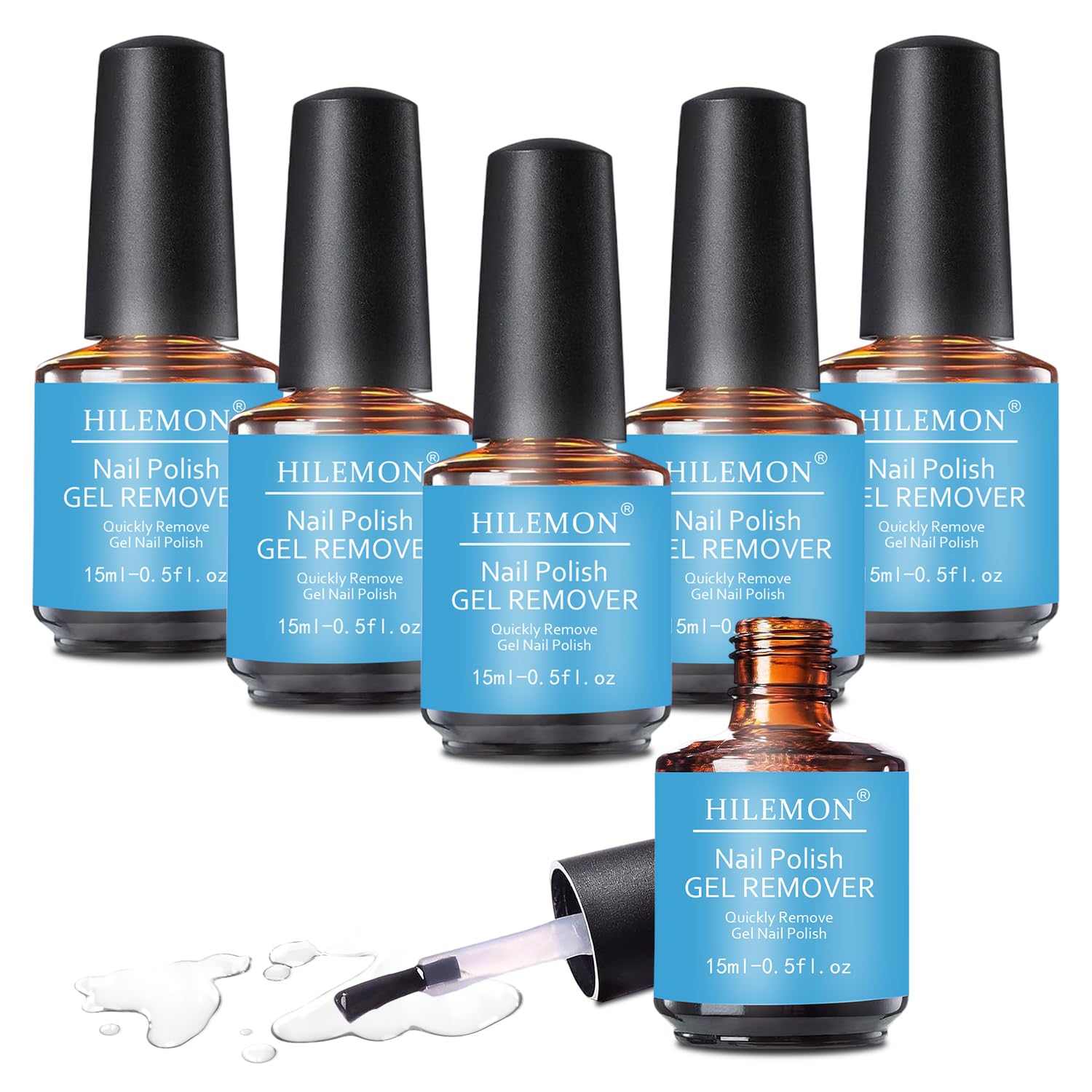 Quick Gel Nail Polish Remover, Easy Remove Gel Polish in 3 Minutes, No Need Soaking or Wrapping, Gel Remover for Nails 15ml (6PCS Remover)