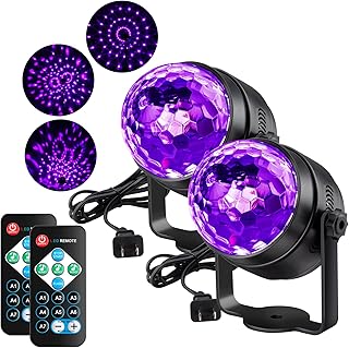 Litake Black Light for Glow Party, 6W UV LED Disco Ball Strobe Lights for Dark Party Supplies, Sound Activated with Remote Control, Dj Light for Halloween Xmas Birthday Party Home Decorations, 2 Pack