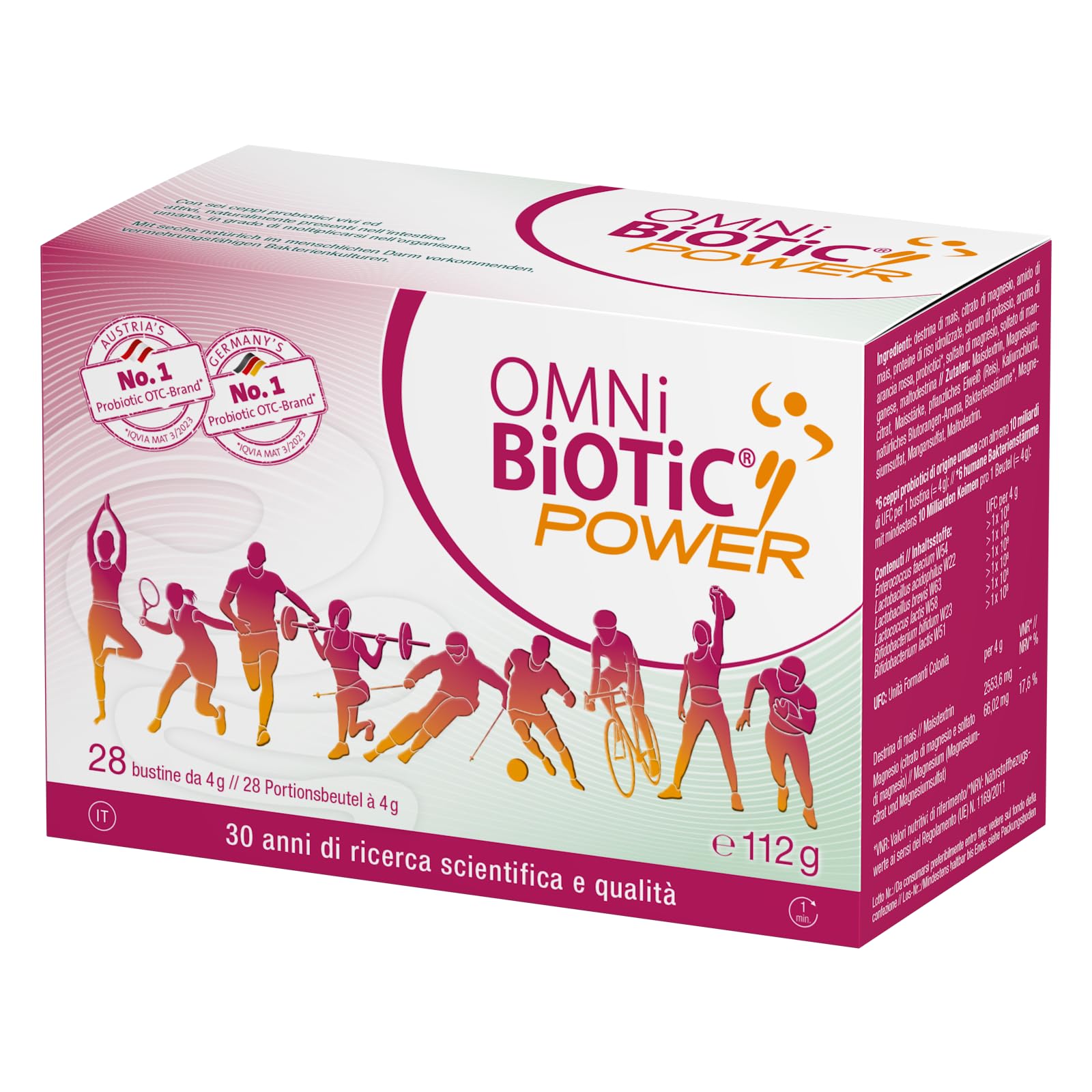 OMNi BiOTiC POWER | Polvere | Prebiotici, Probiotici e Magnesio | Integratore Alimentare con Prebiotici, Probiotici e Magnesio | VEGANO| 28 bustine da 4g