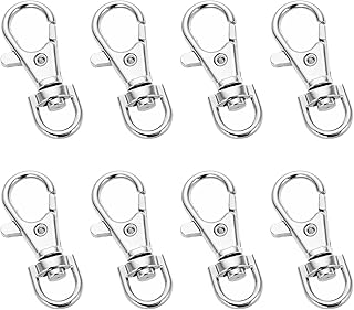 مشابك لوبستر معدنية دوارة، خطافات سلسلة المفاتيح المتينة والمرنة مع حلقات على شكل حرف D للحبال والمحافظ واستخدامات الحرف اليدوية عالية الجودة من جازي، مجموعة من 8 قطع