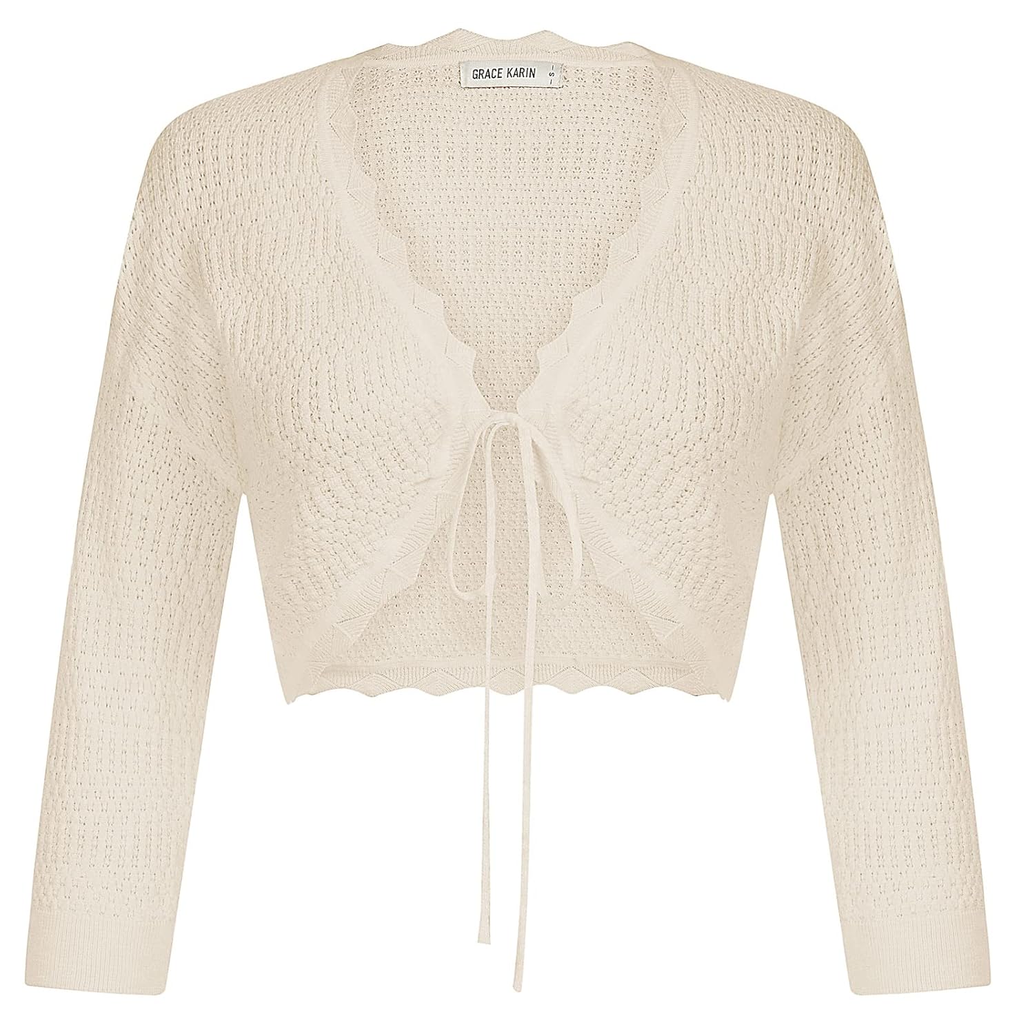 GRACE KARIN Womens Open Front Knit Cropped Bolero Shrug Cardigan Sweater Long Sleeve S-4XL