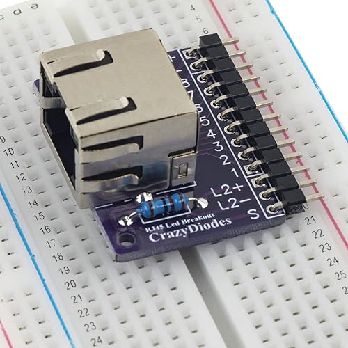 Miniatura 7 de 4pcs RJ45 Ethernet conector Breakout Board 13 Pin con 2 luz LED, 4 cabezales de pin macho