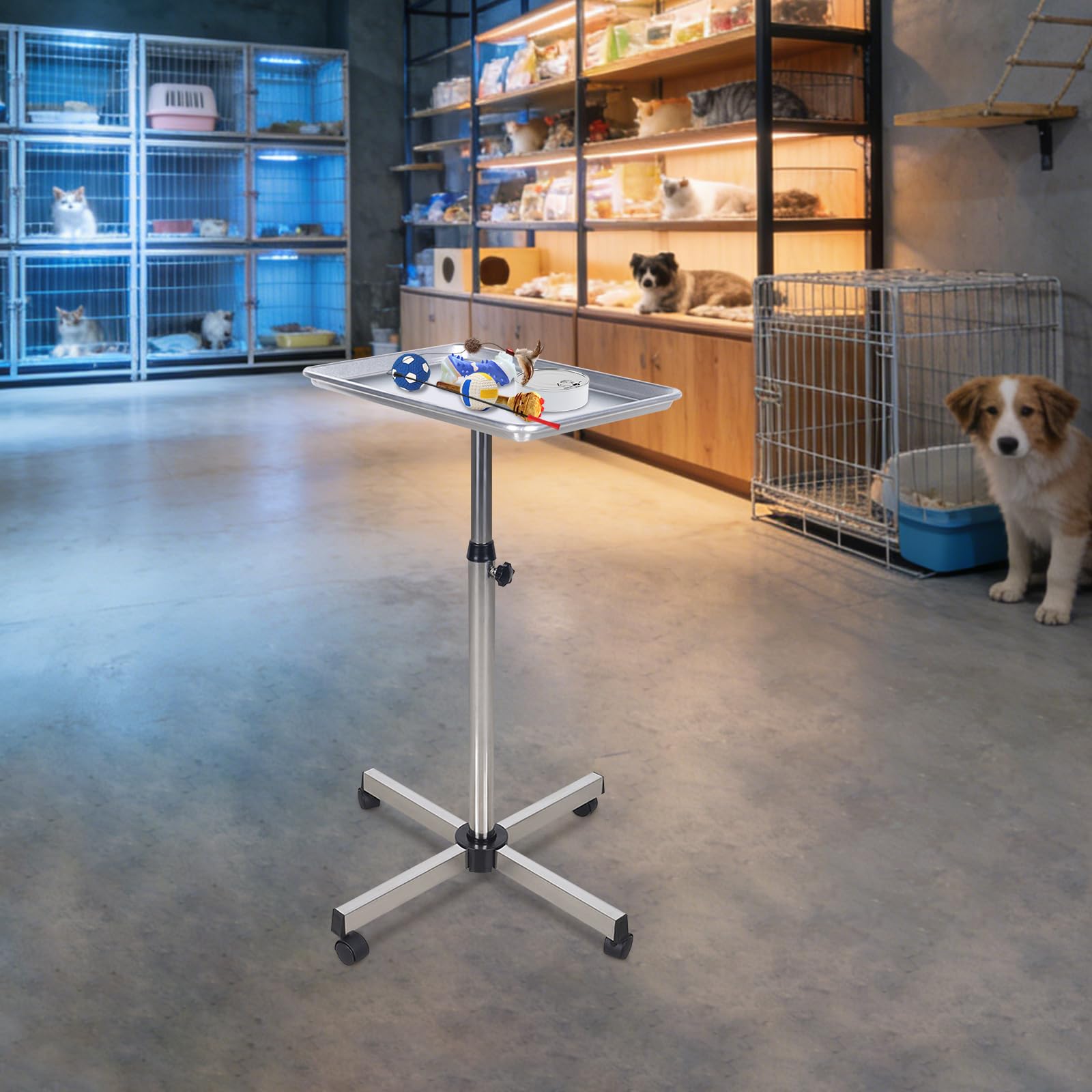 Mobiler Friseurwagen mit höhenverstellbarem Trolley Salonwagen Friseur Beauty Rollwagen Arbeitswagen Aluminium Beistellwagen Werkstattwagen Friseurbedarf Zubehör