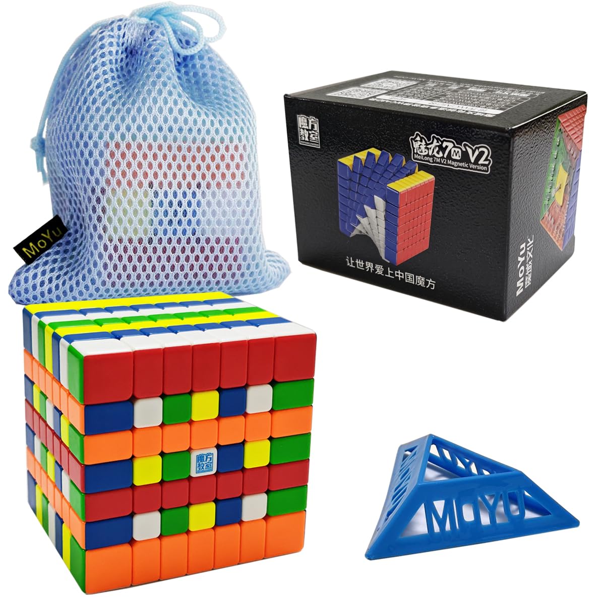 Oostifun MoYu MoFang JiaoShi Meilong 7M V2 Cube 7x7 Cubing Classroom Meilong 7 M V2 7 layer Multicolor Cube Puzzle with Cube Bag and One Cube Tripod