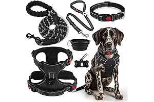 No Pull Dog Harness and Leash Set with Collar, Dog Seat Belt,...