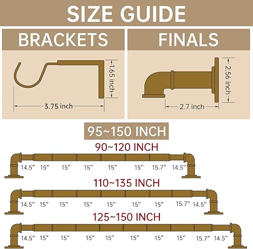 Miniatura 9 de Barras de cortina industriales para ventanas de 48 a 84 pulgadas, barra de cortina opaca envolvente, para interiores y exteriores, 78 pulgadas de