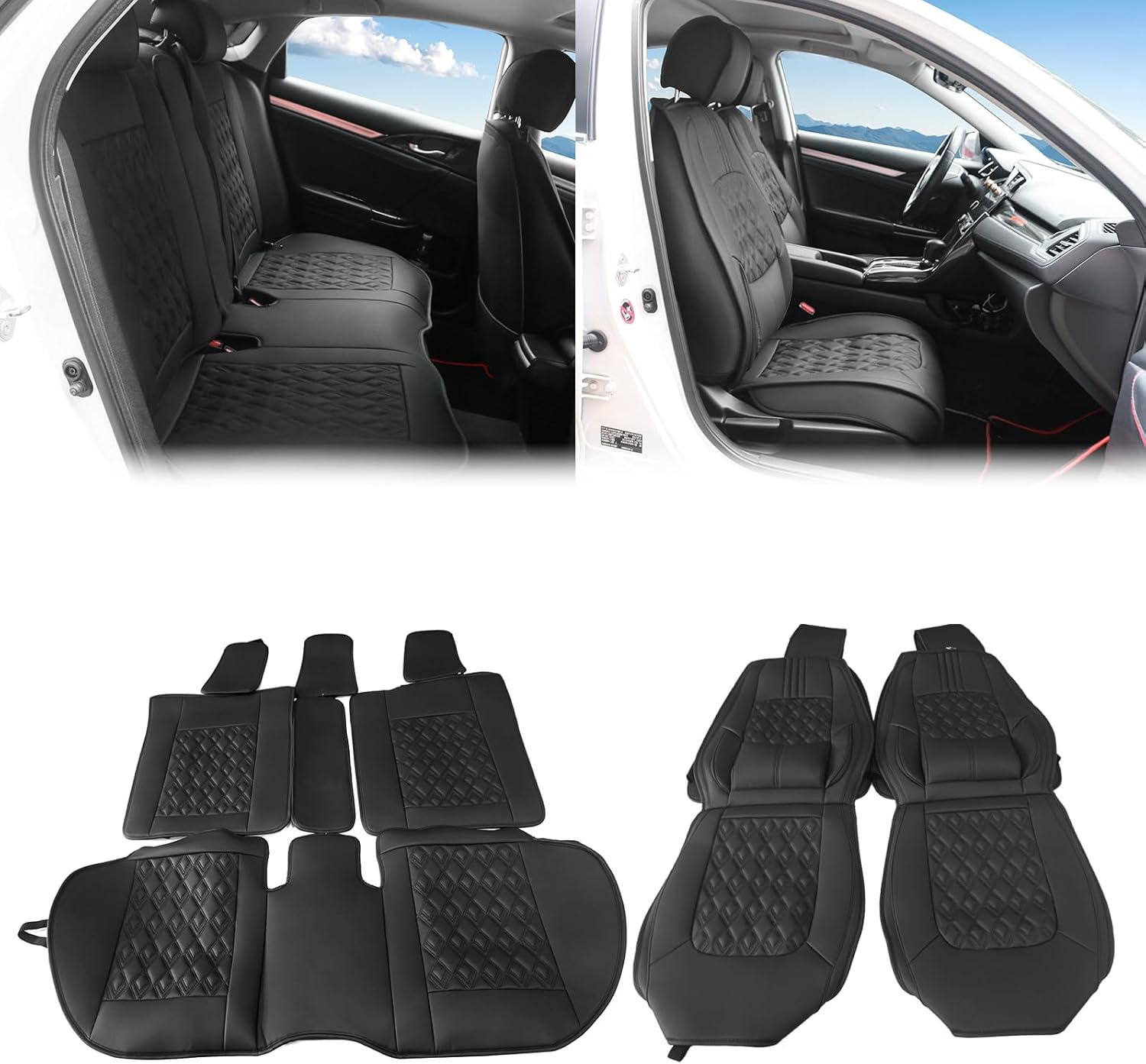 IKON MOTORSPORTS, Seat Covers with Lumbar Support