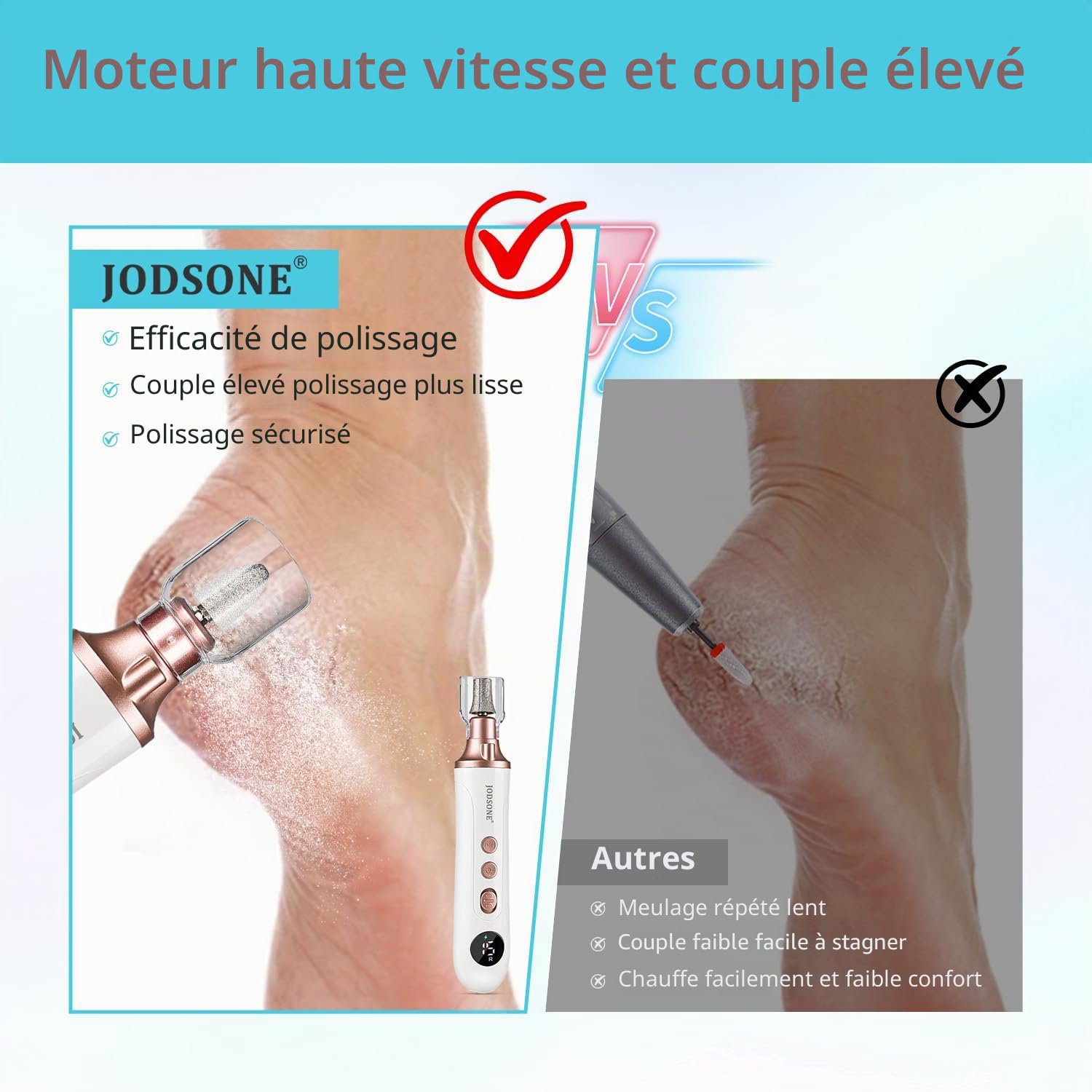 JODSONE 8 en 1 ponceuse pour ongles,Ponceuse à Ongles Sans Fil, Kit De Soin Des Pieds Avec Éclairage Intégré, Pour Soins Des Ongles Des Pieds, Mains Et Pieds